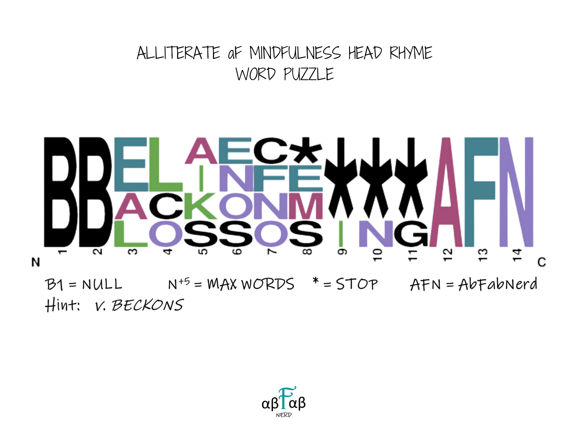 BECKONS Alliteration WORD PUZZLE Daily Affirmations Digital Download Mental Health Mindfulness Printable PDF