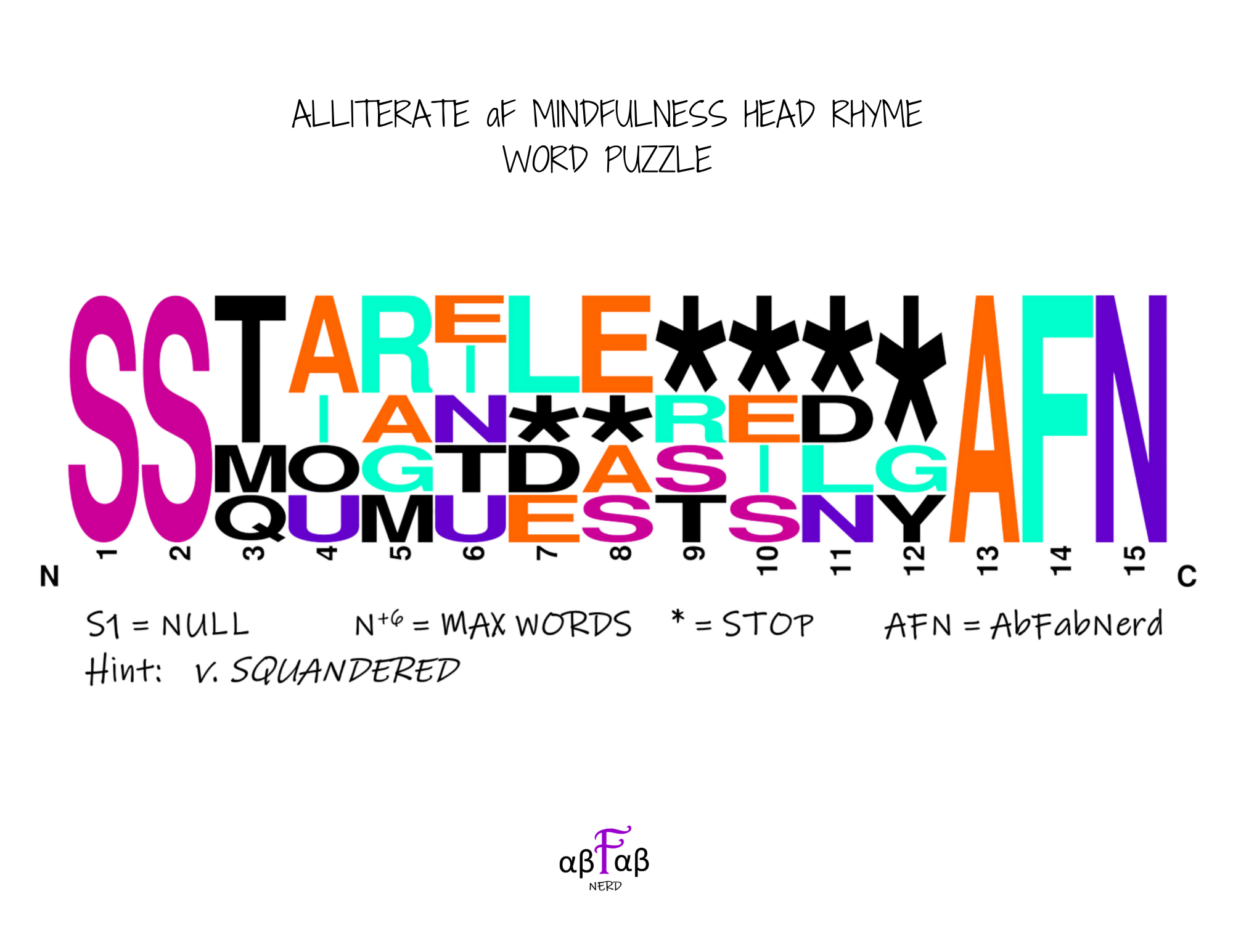 SQUANDERED Alliteration WORD PUZZLE Daily Affirmations Digital Download Mental Health Mindfulness Printable PDF