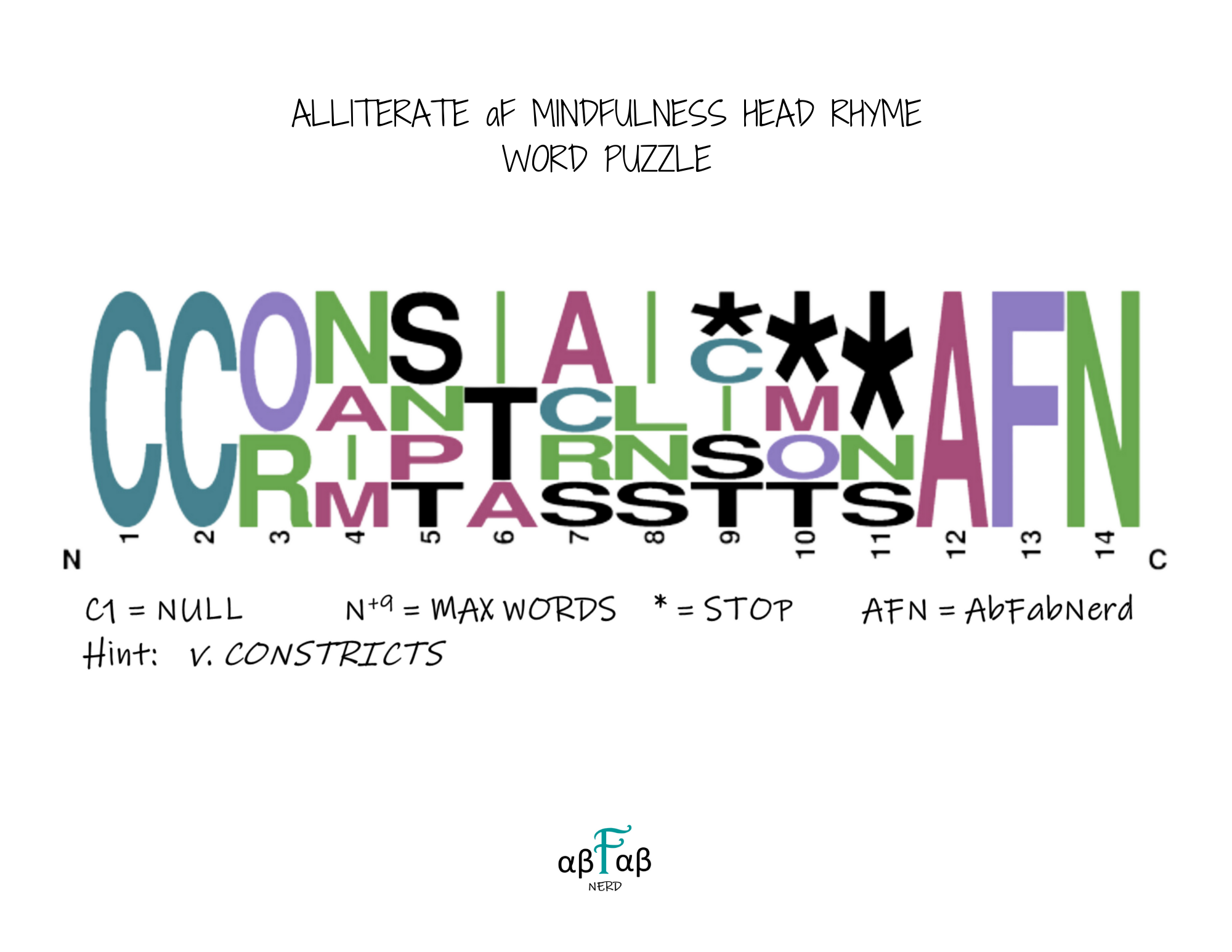 CONSTRICTS Alliteration WORD PUZZLE Daily Affirmations Digital Download Mental Health Mindfulness Printable PDF