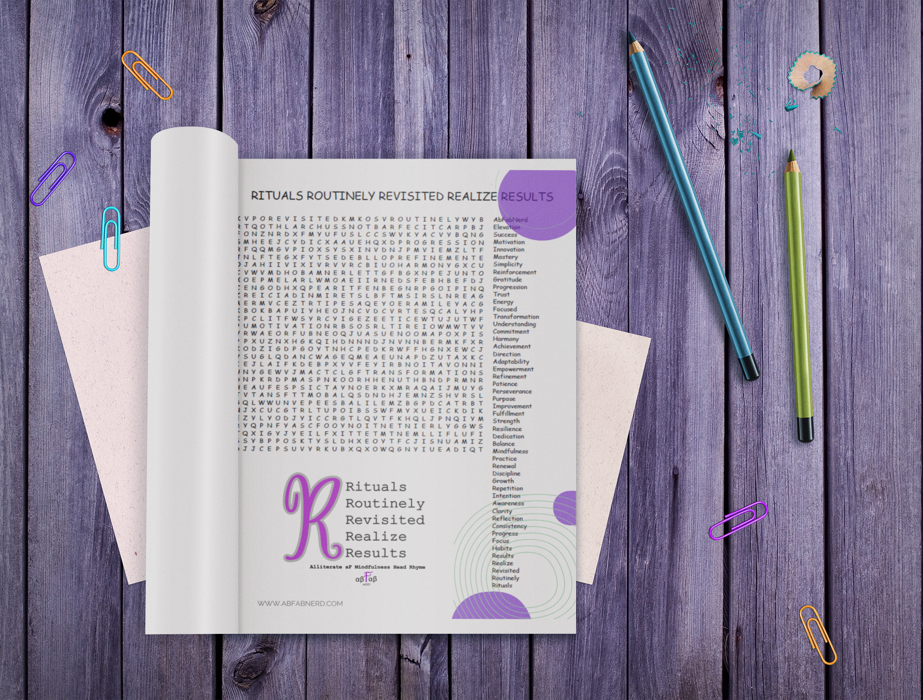 Rituals Routinely Revisited Realize Results Word Search Puzzle Digital Download
