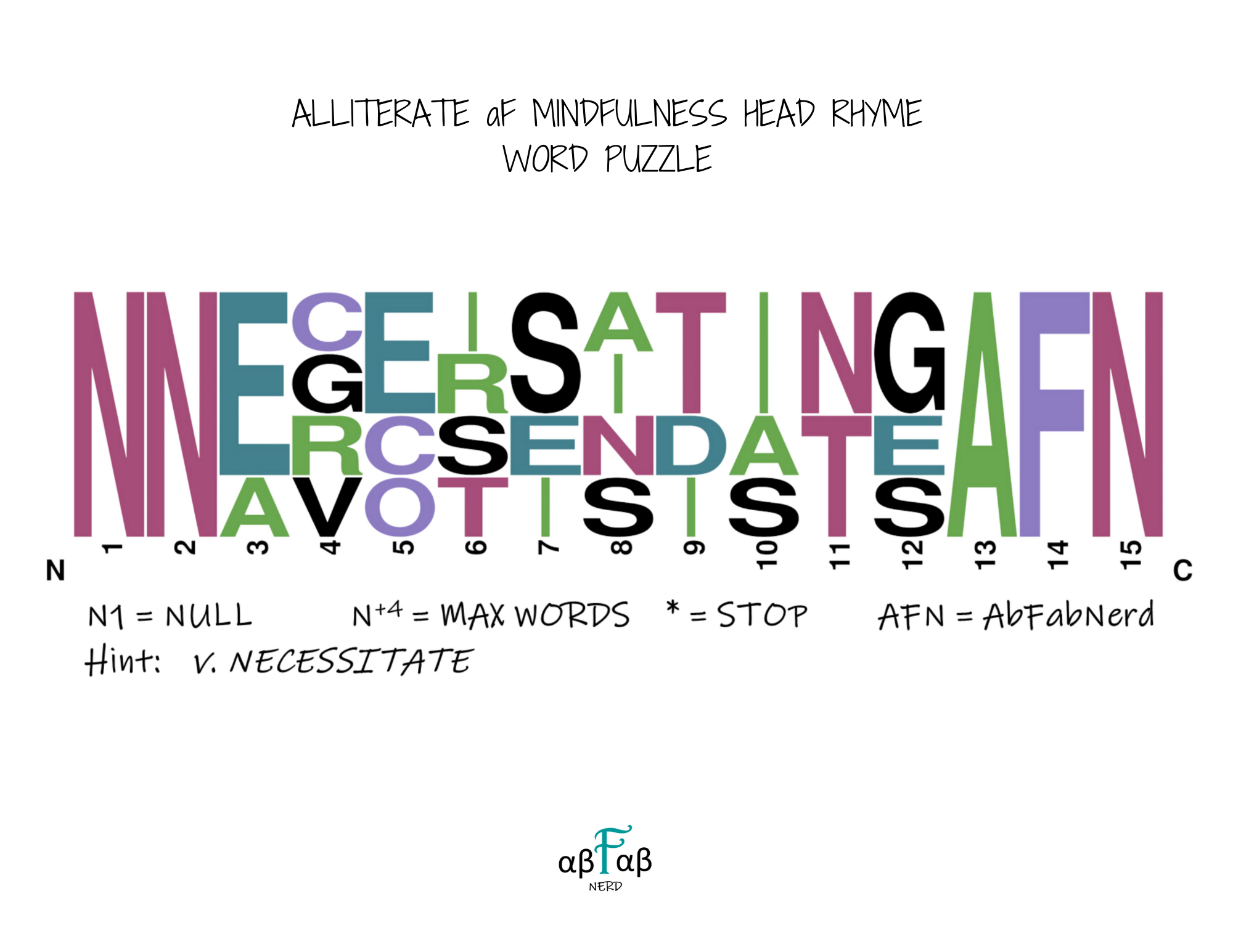 NECESSITATE Alliteration WORD PUZZLE Daily Affirmations Digital Download Mental Health Mindfulness Printable PDF