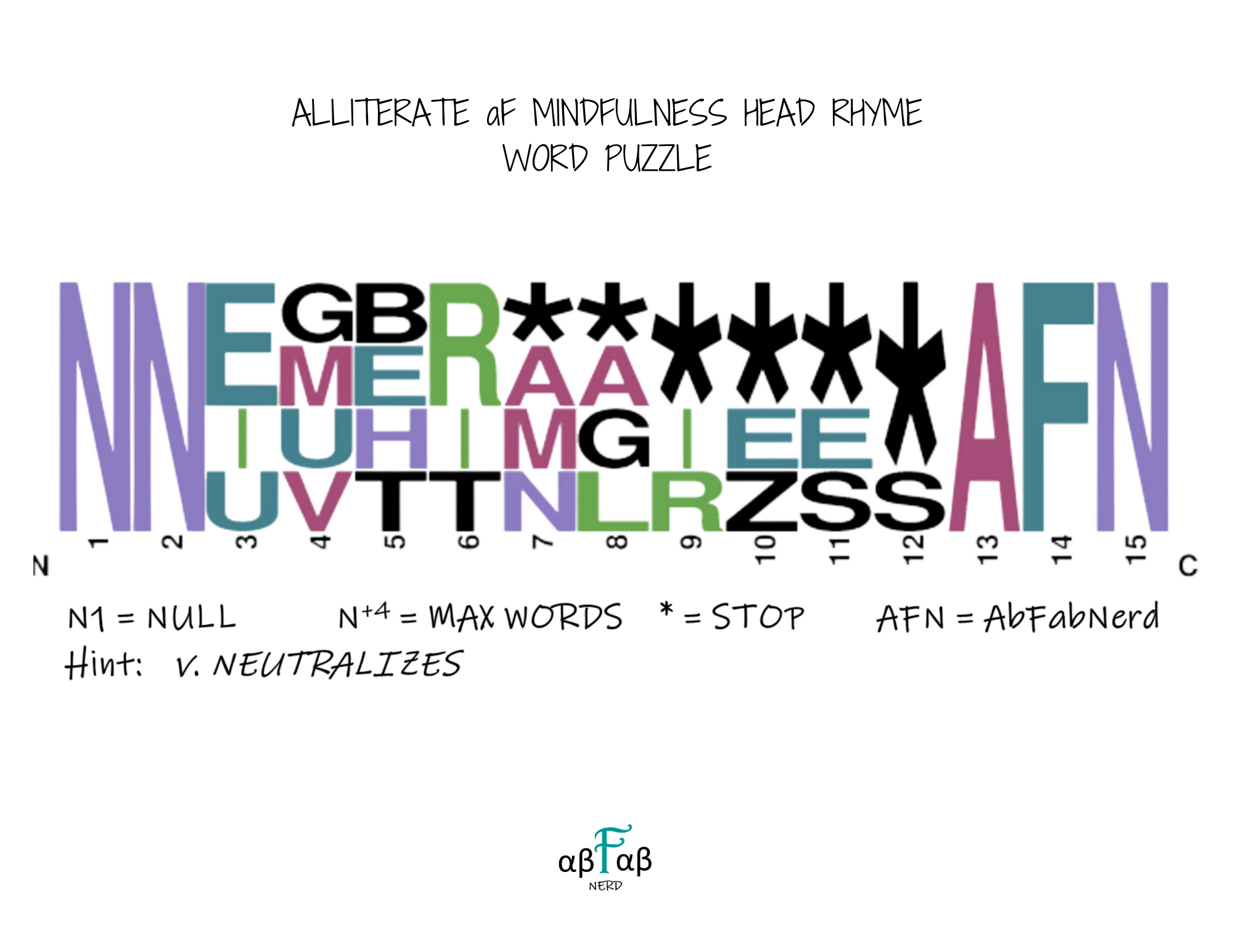 NEUTRALIZES Alliteration WORD PUZZLE Daily Affirmations Digital Download Mental Health Mindfulness Printable PDF