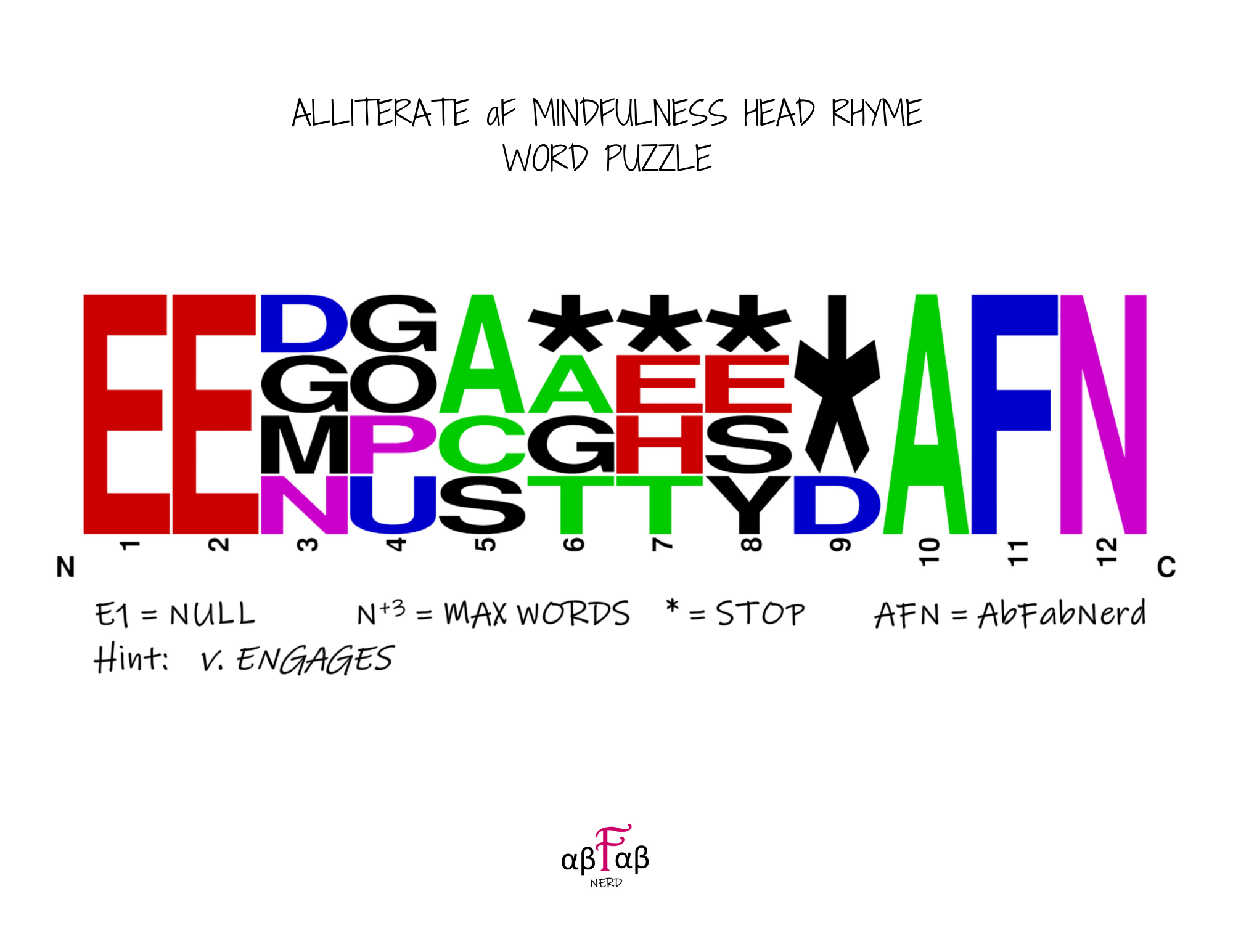 ENGAGES Alliteration WORD PUZZLE Daily Affirmations Digital Download Mental Health Mindfulness Printable PDF