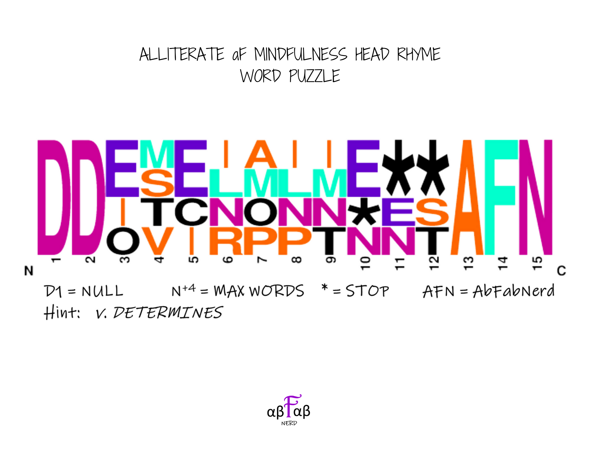 DETERMINES Alliteration WORD PUZZLE Daily Affirmations Digital Download Mental Health Mindfulness Printable PDF