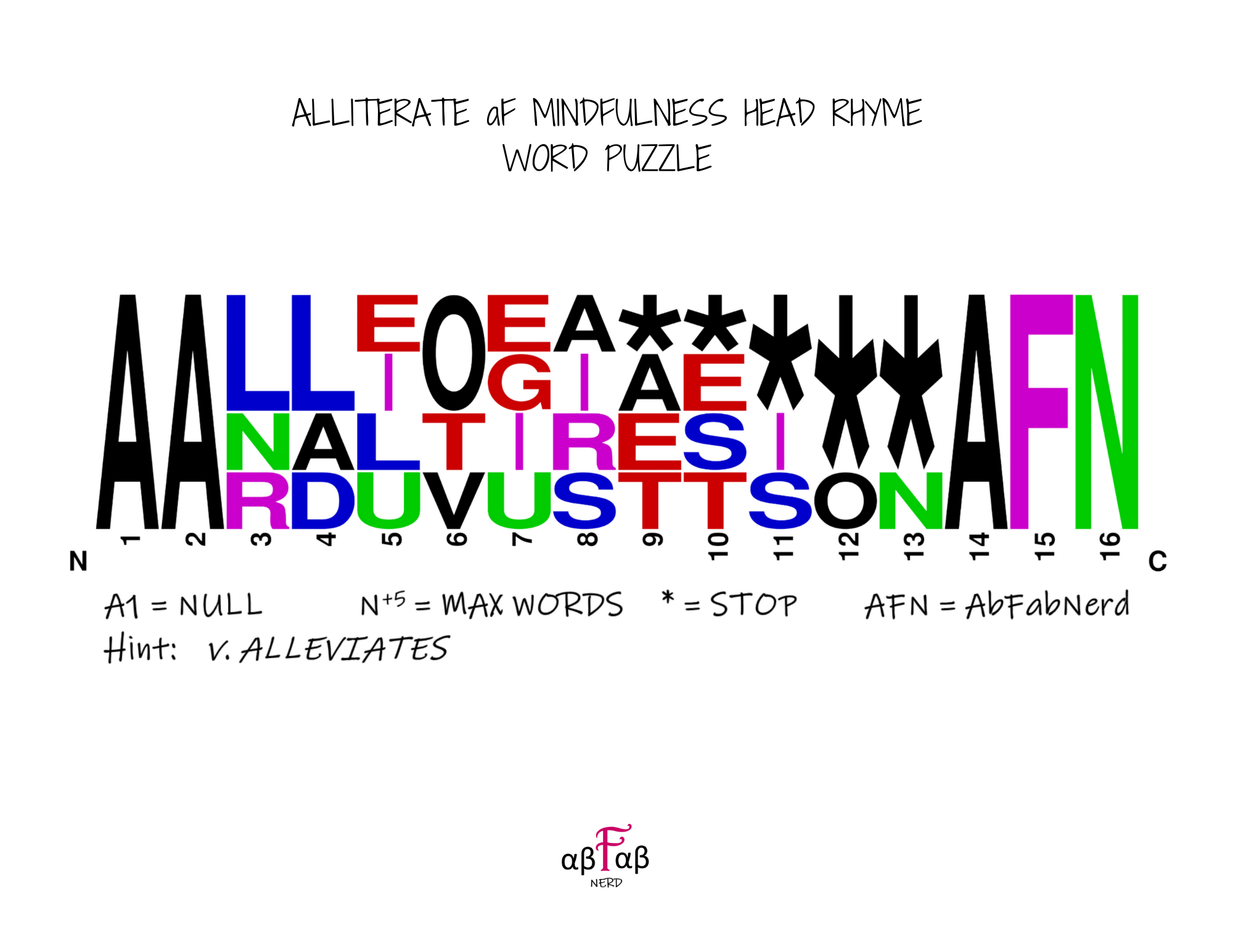 ALLEVIATES Alliteration WORD PUZZLE Daily Affirmations Digital Download Mental Health Mindfulness Printable PDF