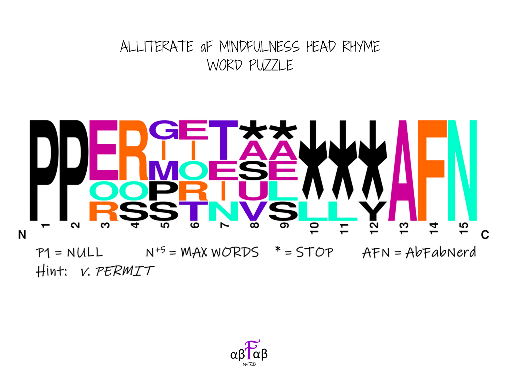 PERMIT Alliteration WORD PUZZLE Daily Affirmations Digital Download Mental Health Mindfulness Printable PDF