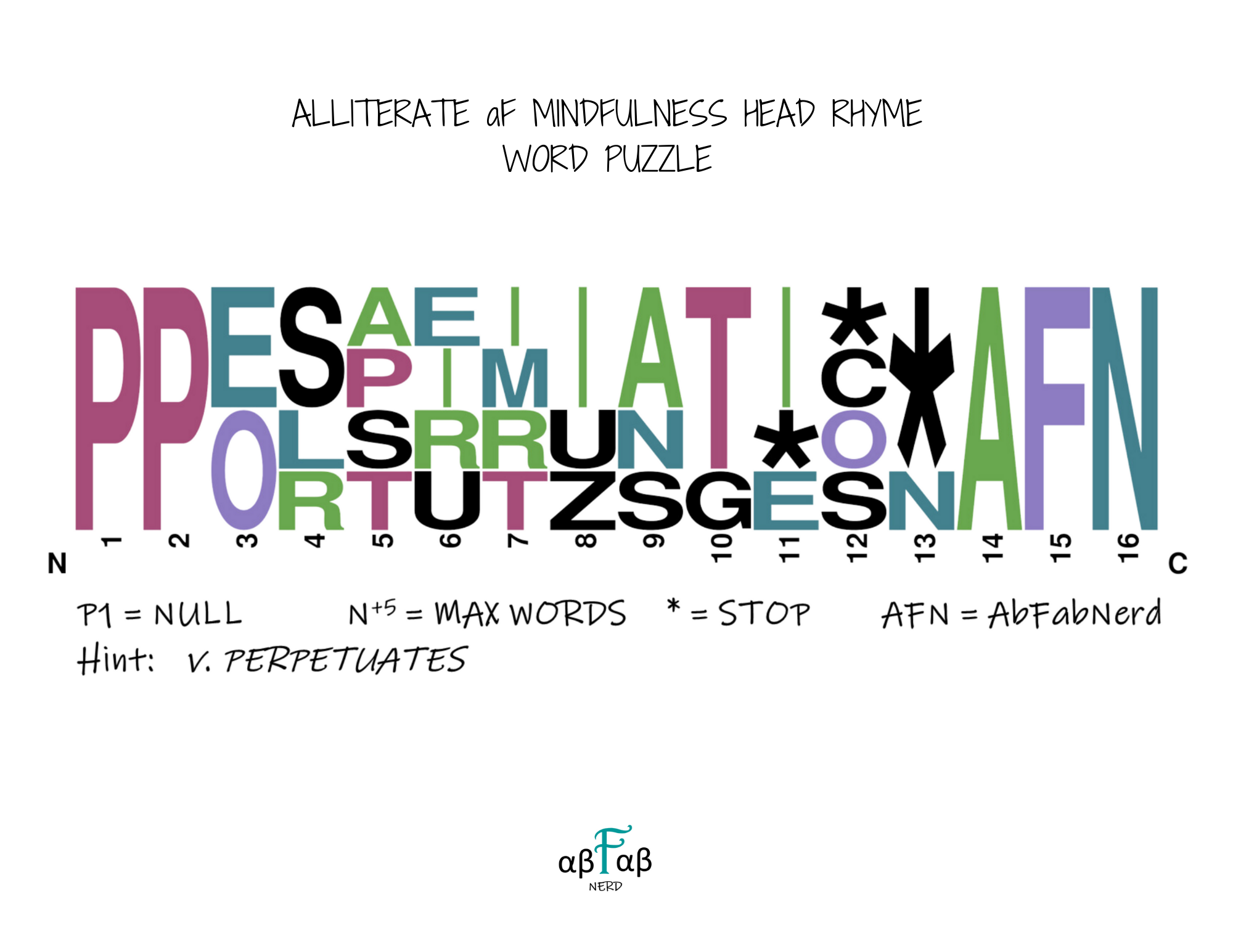 PERPETUATES Alliteration WORD PUZZLE Daily Affirmations Digital Download Mental Health Mindfulness Printable PDF