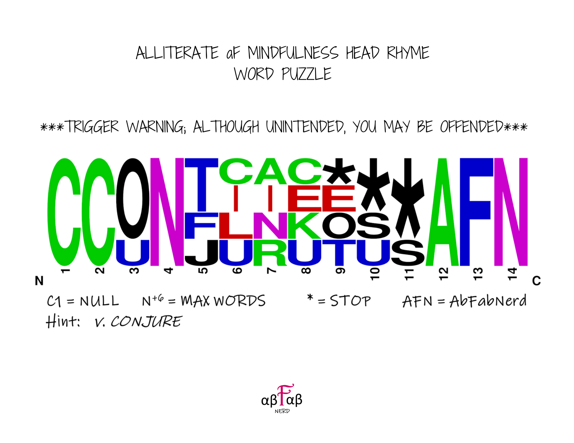 CONJURE Alliteration WORD PUZZLE Daily Affirmations Digital Download Mental Health Mindfulness Printable PDF