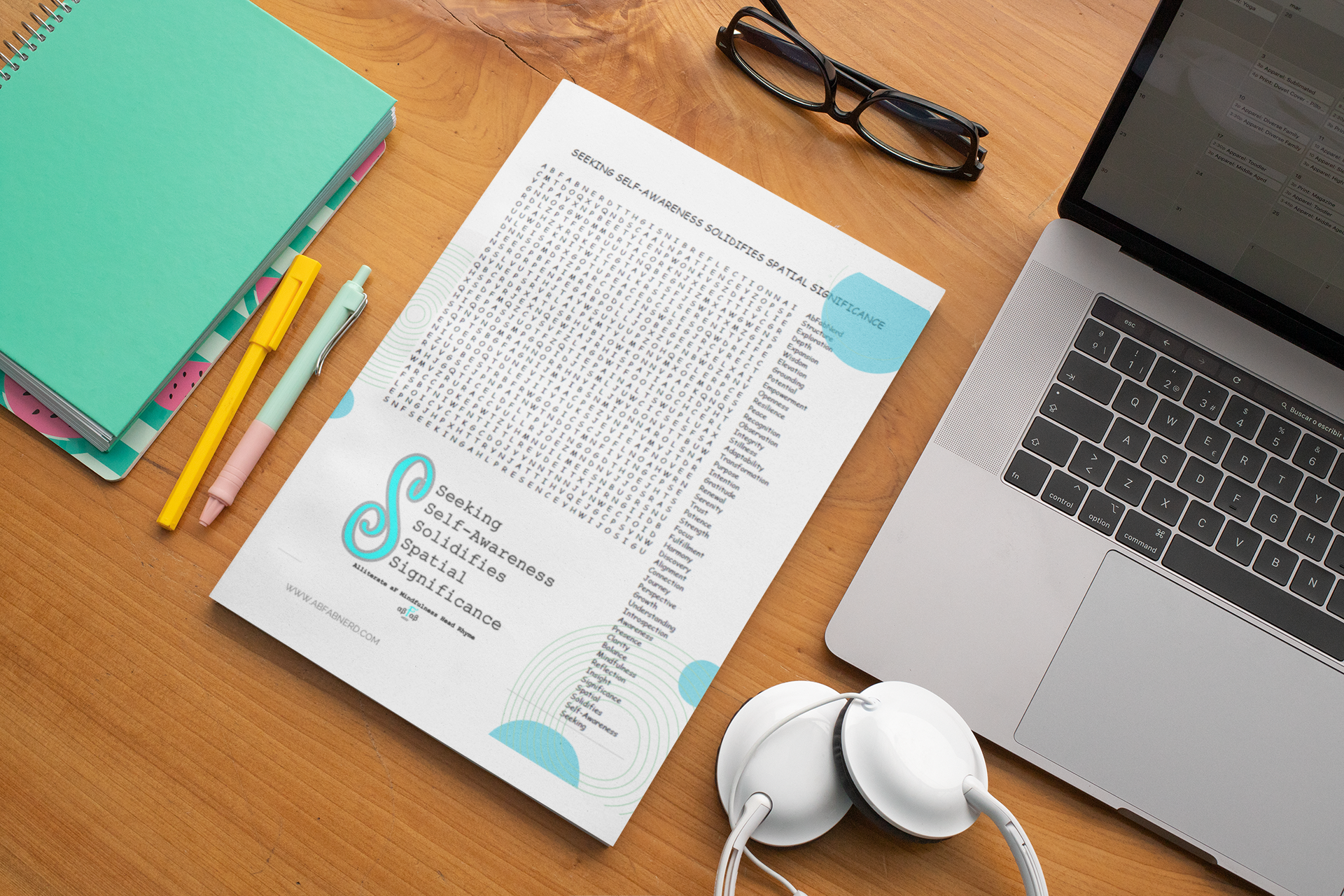Seeking Self-Awareness Solidifies Spatial Significance Word Search Puzzle Digital Download