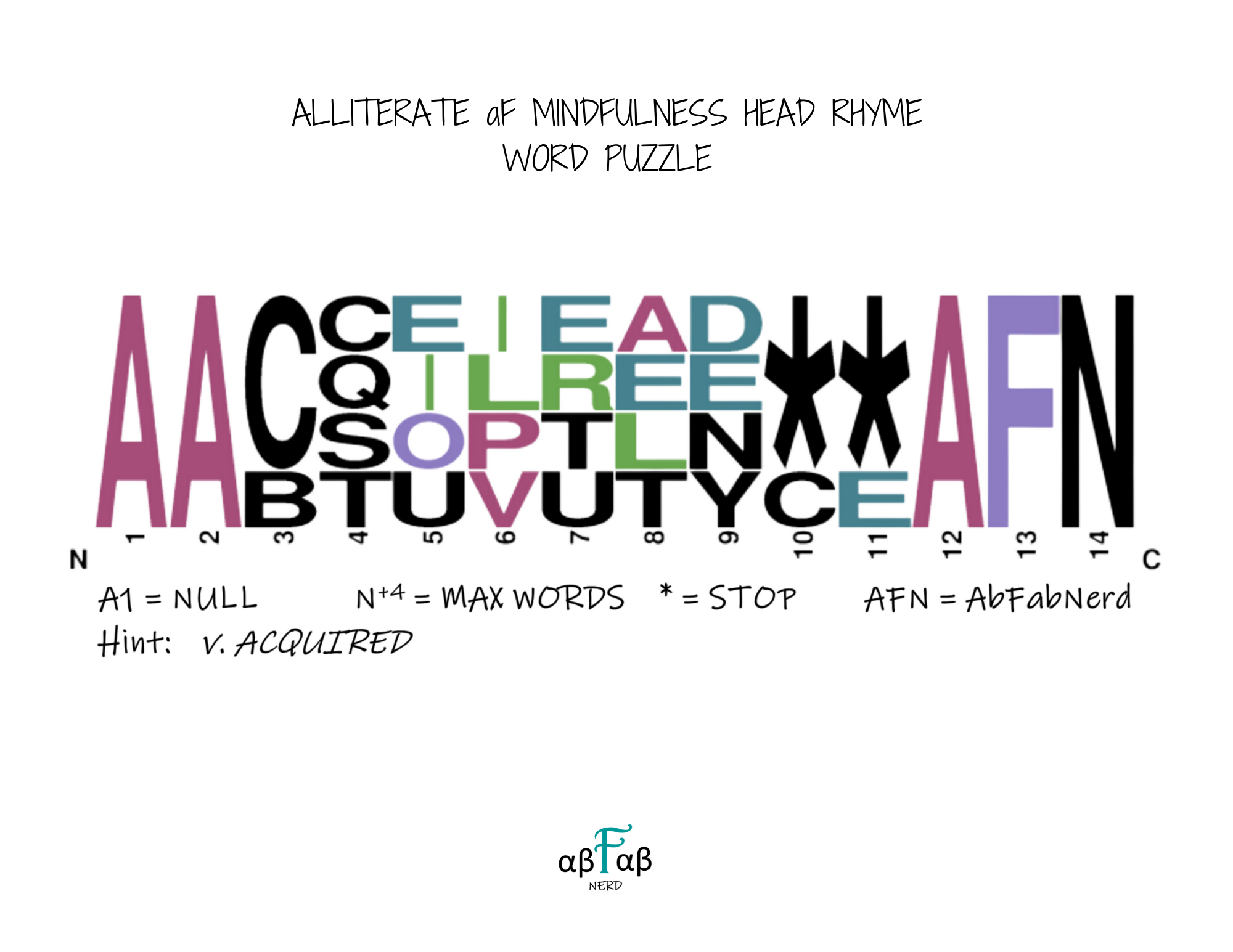 ACQUIRED Alliteration WORD PUZZLE Daily Affirmations Digital Download Mental Health Mindfulness Printable PDF