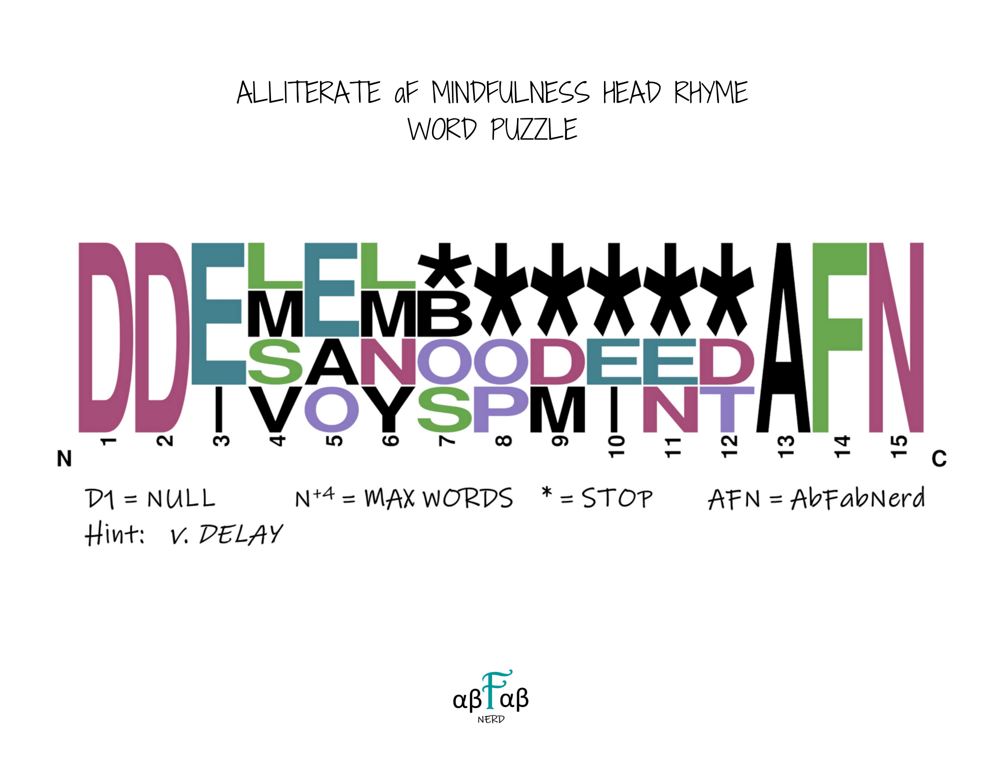DELAY Alliteration WORD PUZZLE Daily Affirmations Digital Download Mental Health Mindfulness Printable PDF