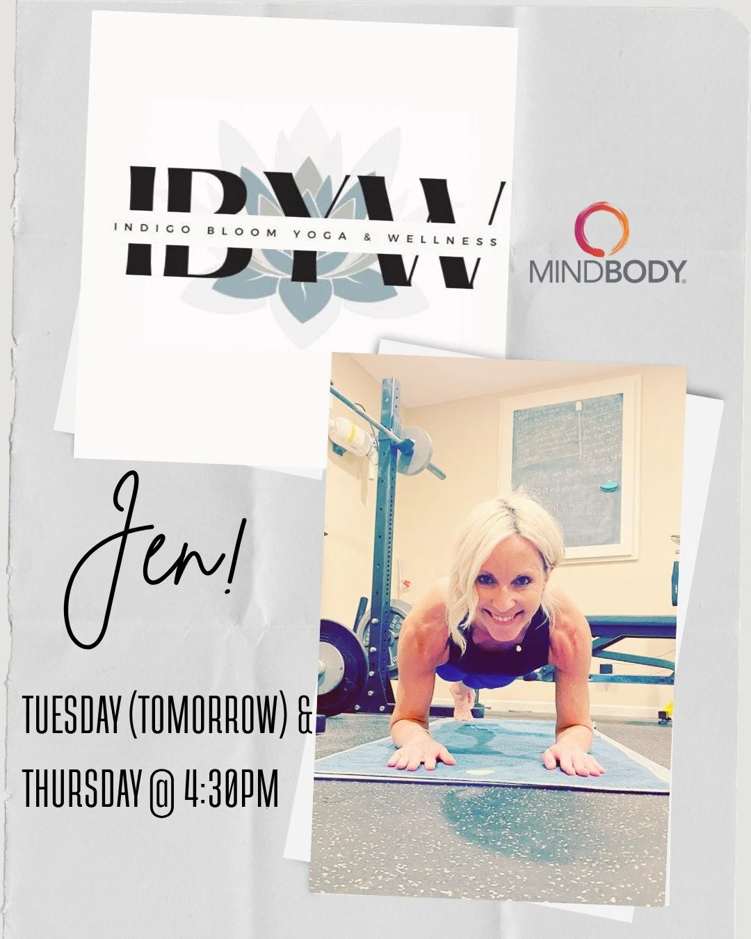 💥She's beauty and she's grace...she'll kick your ass in planks...💥
&bull;
@jenniferbensonfornd has laid her mat out for 2 classes this week! 4:30pm tomorrow (Tuesday) &amp;&amp; Thursday! Warm up your arms now and book on MINDBODY😍
&bull;
#sculpt 