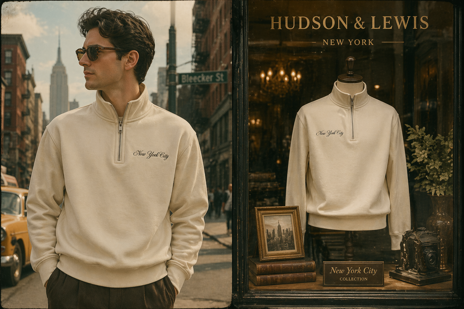 NYC Embroidered Front and Back Premium 1/4 Zip Sweatshirt