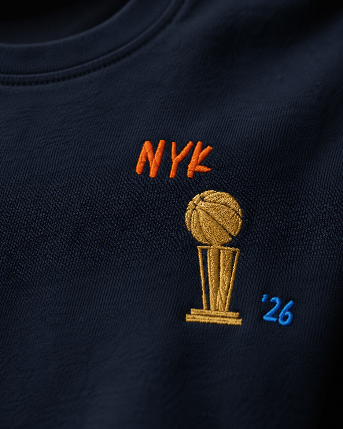 NYK Embroidered Unisex T Shirt Navy Embroidery.png