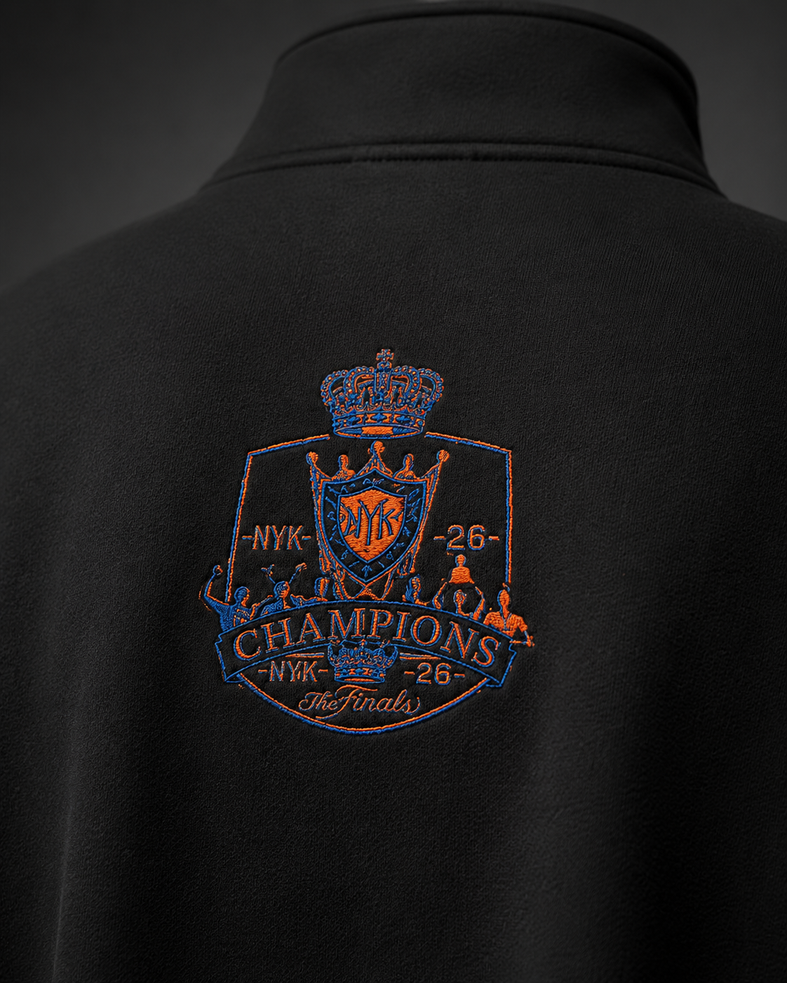 Knicks Quarter Zip Embroidered Front and Back Black Back.png