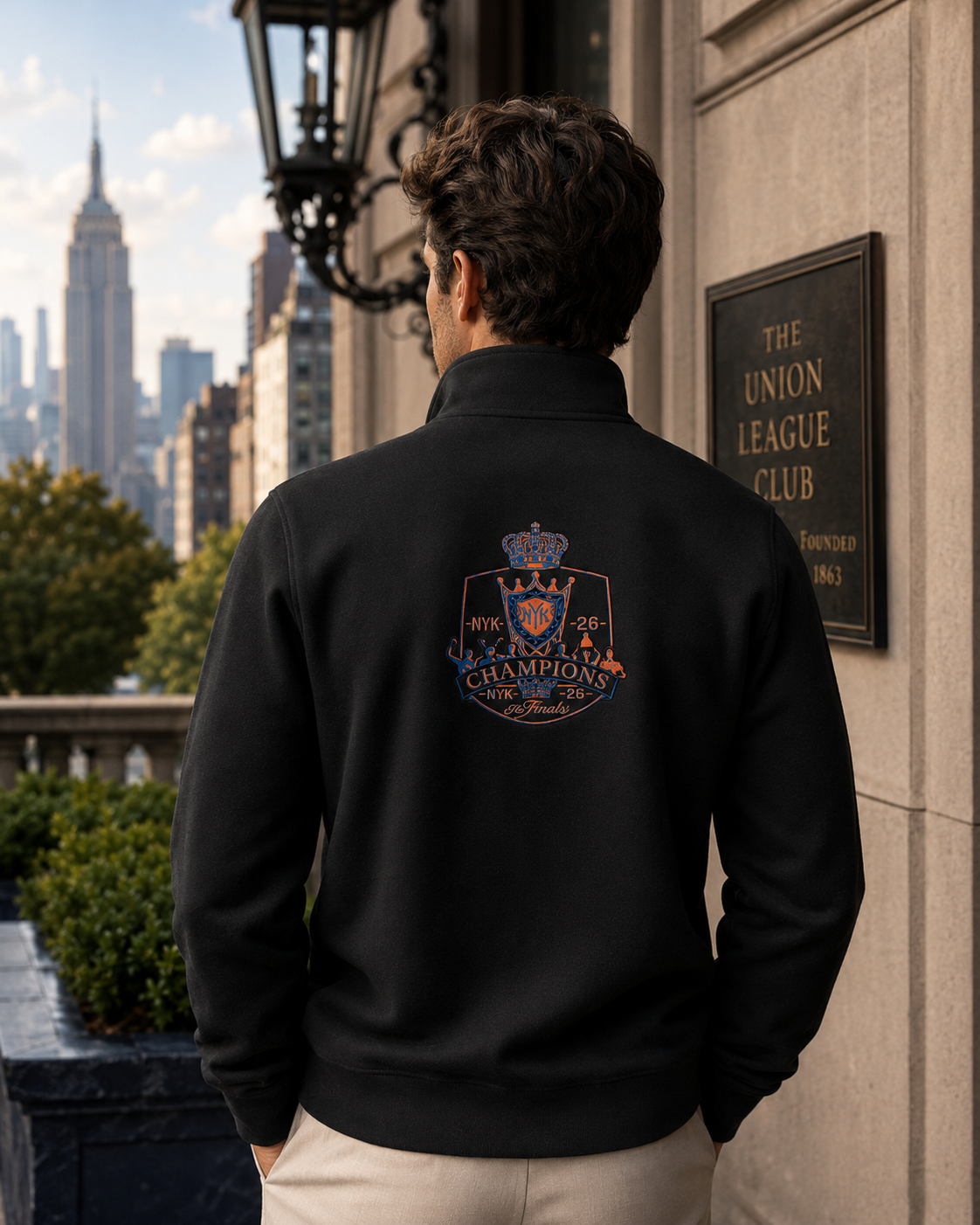 Knicks Quarter Zip Embroidered Front and Back Black.png