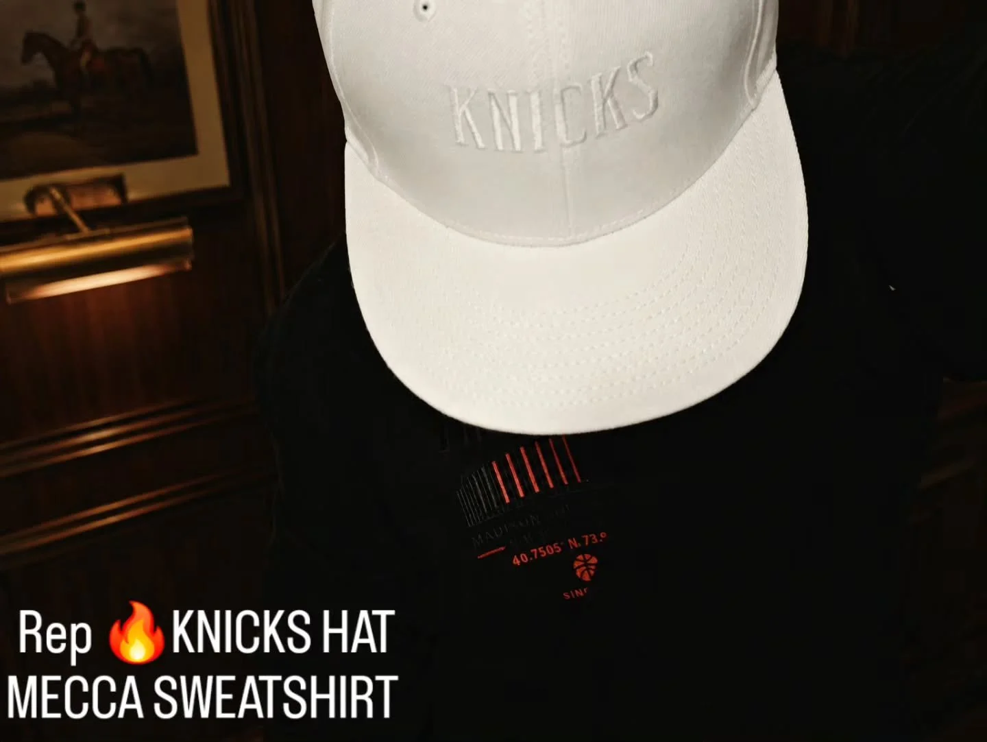 Embroidered Knick White on White Hat with Black Organic Cotton Unisex Sweater. This is a vibe. A look. An outfit. 

The Knicks ARE fashion. 

Start dressing like it. 

#knicks #knicksnation #nba #outfit #basketball @officialspikelee @karltowns @hayde