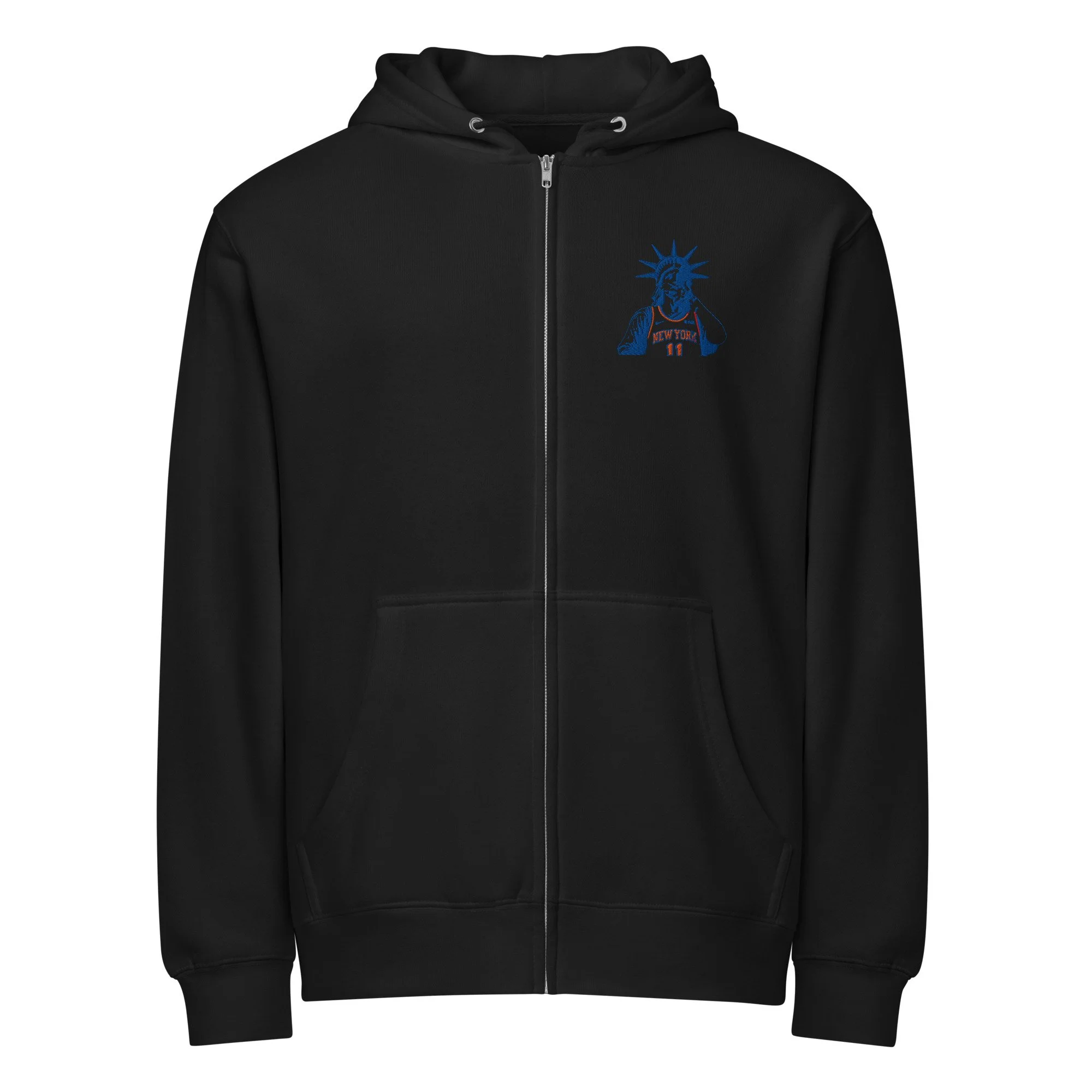 Black on Royal Blue Liberty Embroidered Premium full zip hoodie