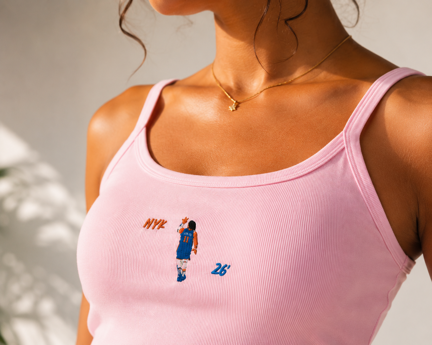 Brunson Women’s Embroidered Micro-Rib Tank Top | White, Pink, & Baby Blue | *FAST SHIPPING