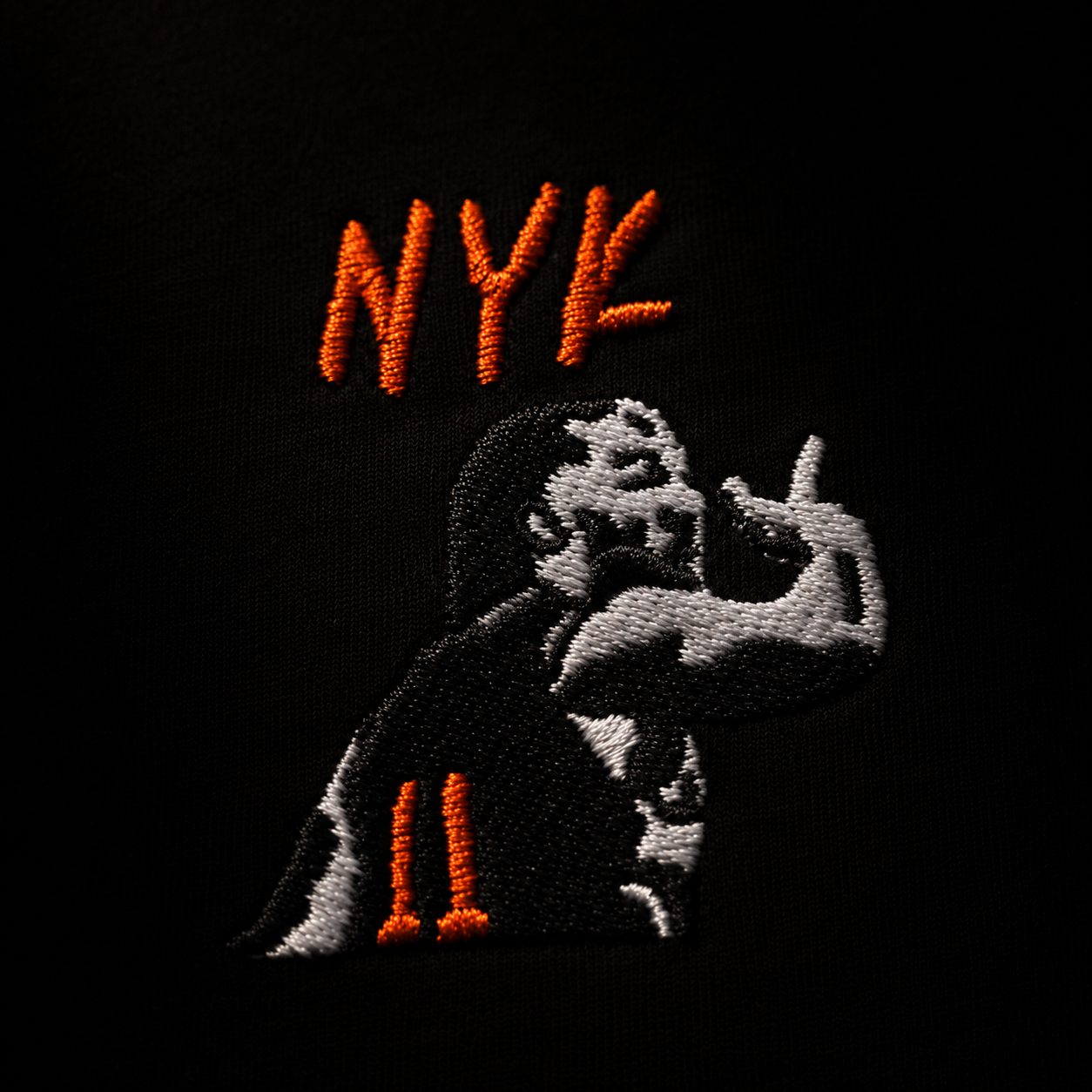 Brunson Signature Three Embroidered Cotton Tee Embroidery Extreme Closeup.png