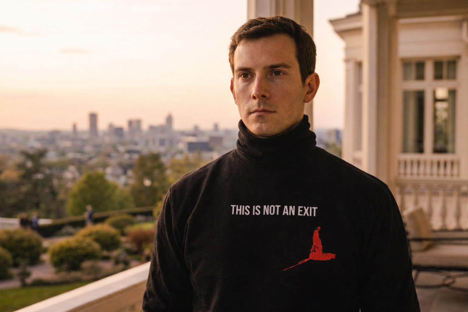 THIS IS NOT AN EXIT | Embroidered on chest and wrist | "I simply am not there" on left wrist | Black Unisex Organic Cotton Sweatshirt