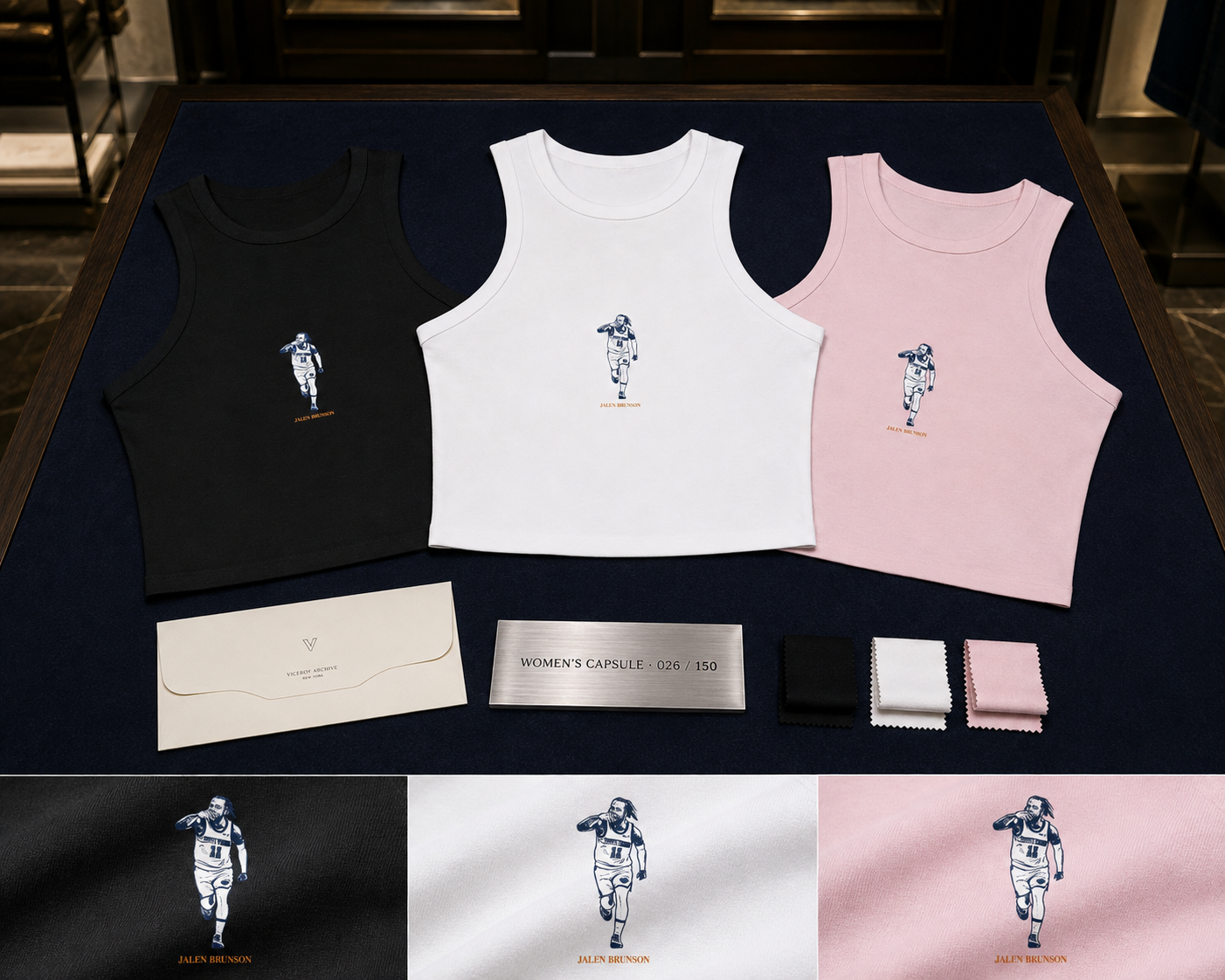 Knicks Brunson Tank Top White Black Pink.png