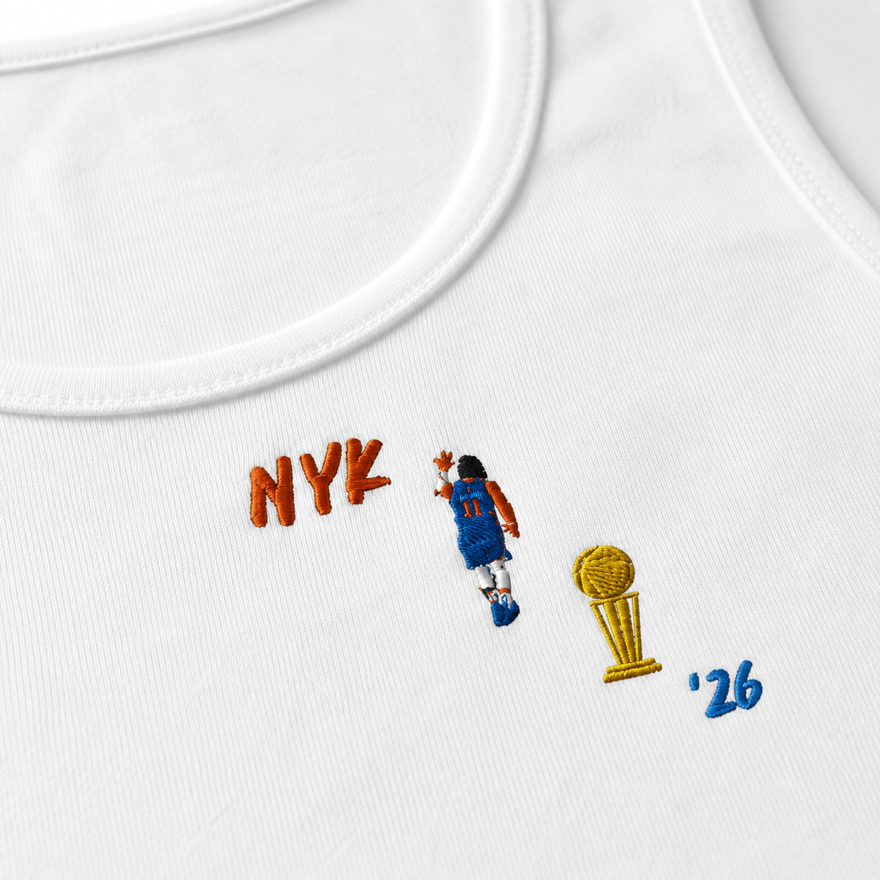 Knicks Brunson Championship '26 Embroidered Tank Top White.png