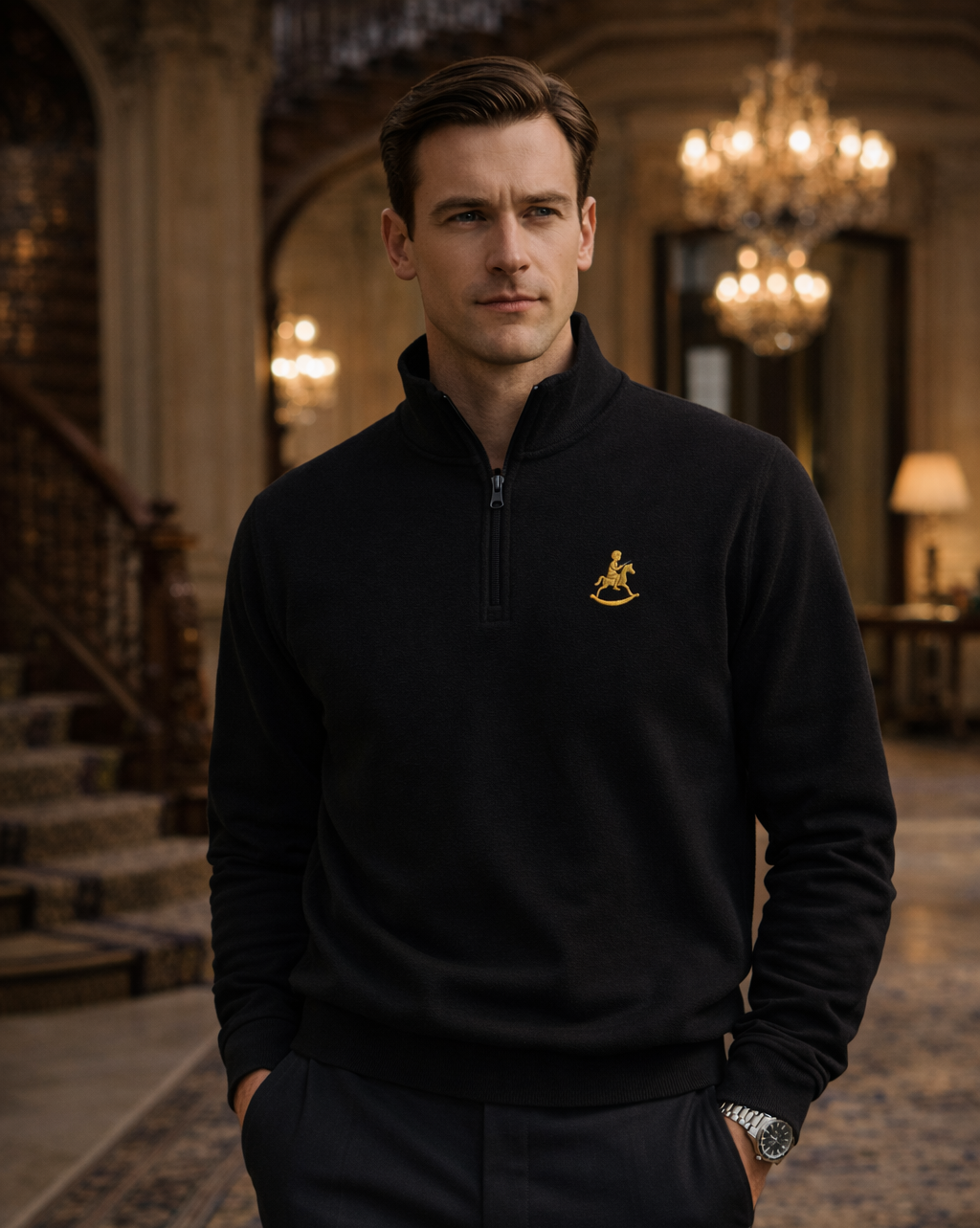 Black | Gold Embroidery | Unisex Fleece Pullover | Colombia Partnership
