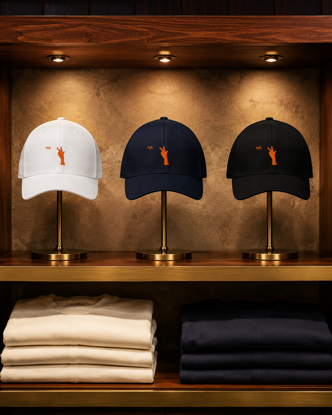 NYK Subtle Three Twill Hat Display All Three.png