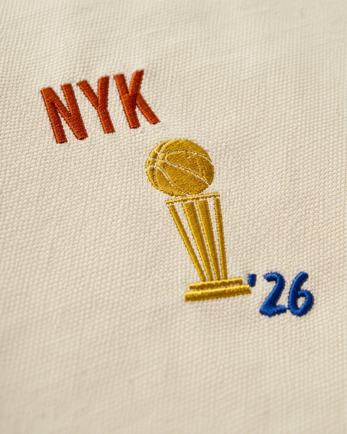 Knicks Embroidered Organic Tote Bag Embroidery Closeup 2.png