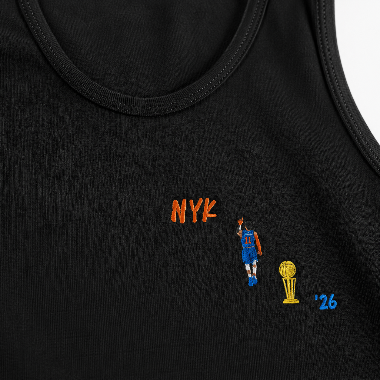 Knicks Brunson Championship '26 Embroidered Tank Top Black Embroidery.png