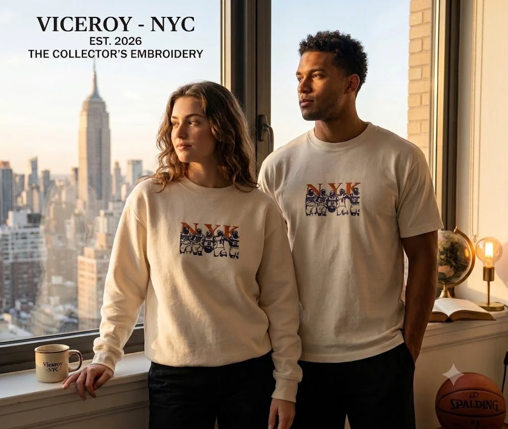Knicks Starting Embroidered Five Oversized Unisex T-Shirt Couple Shot.jpeg