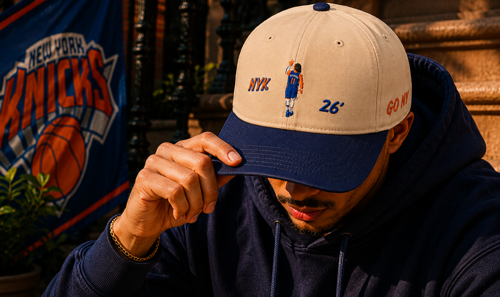 Brunson | 11 On Back| GO NY On Side | Garment-Washed Baseball | All Cotton