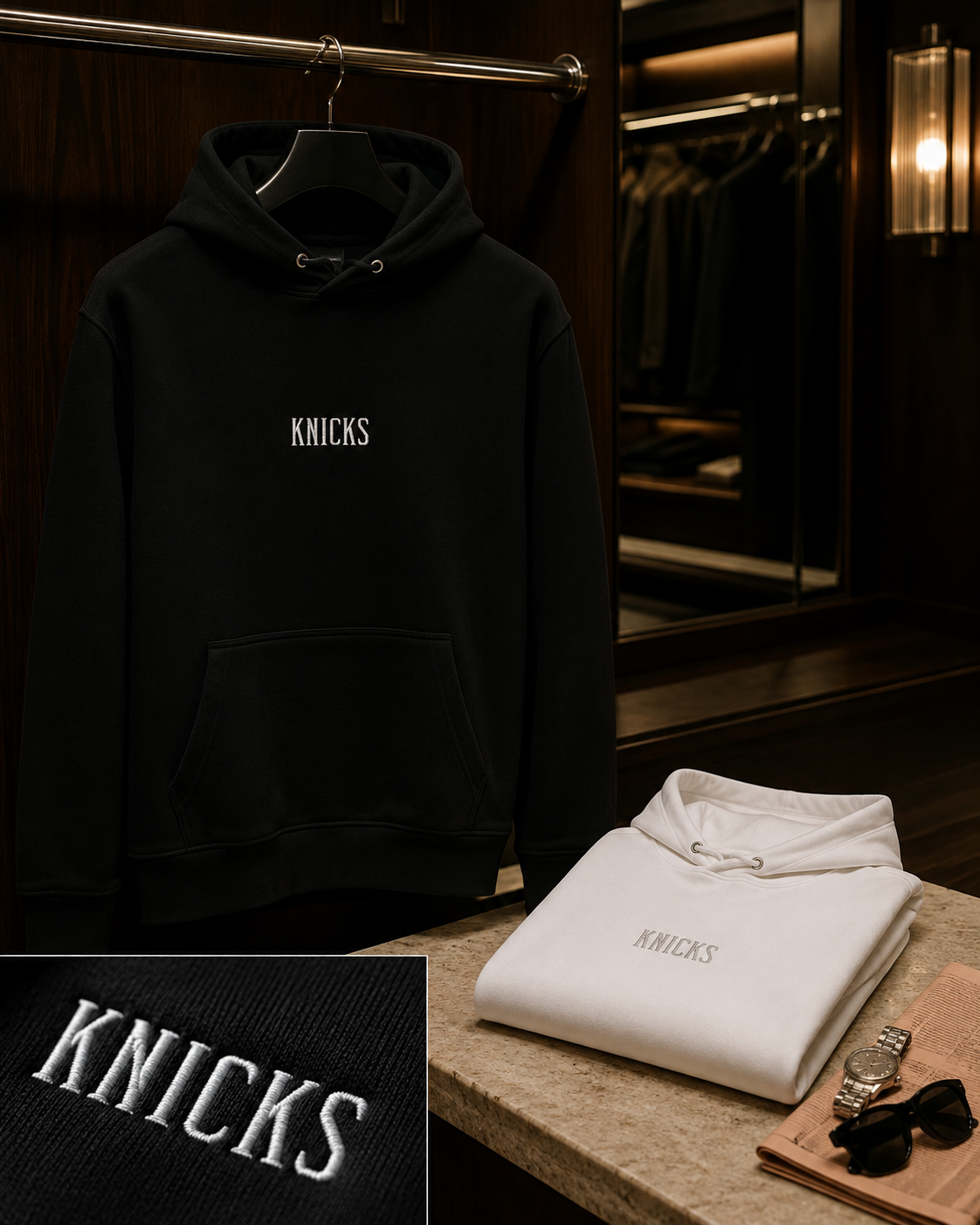 Knicks Hoodie Sleek White and Black.png