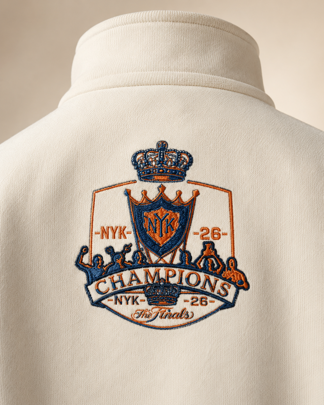 Knicks Quarter Zip Trophy Embroidered FRONT and BACK Premium 1/4 Zip Sweatshirt