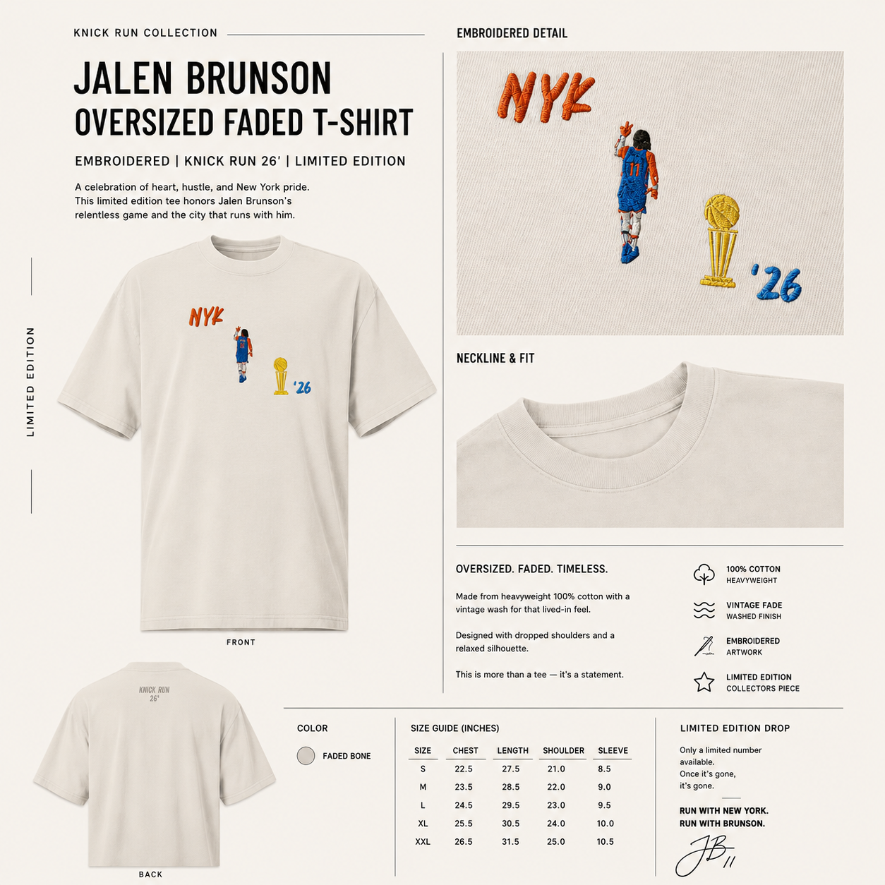 Knicks Oversized Brunson Finals Embroidered Unisex T-Shirt Description.png