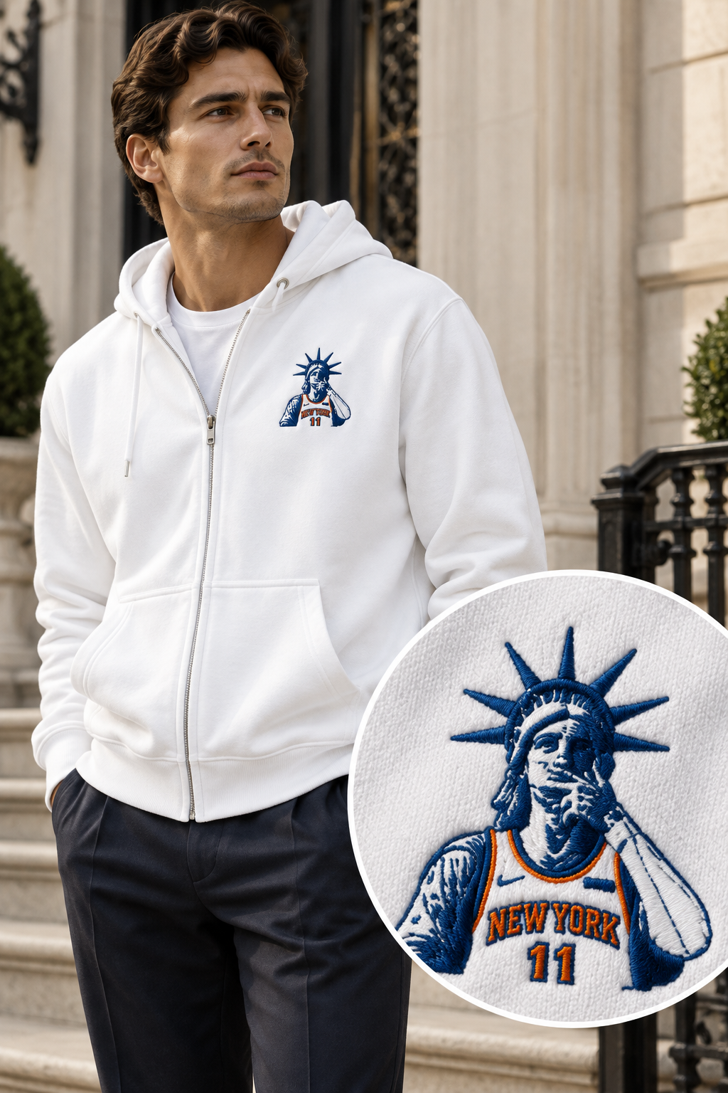 Knicks White Embroidery Hoodie.png