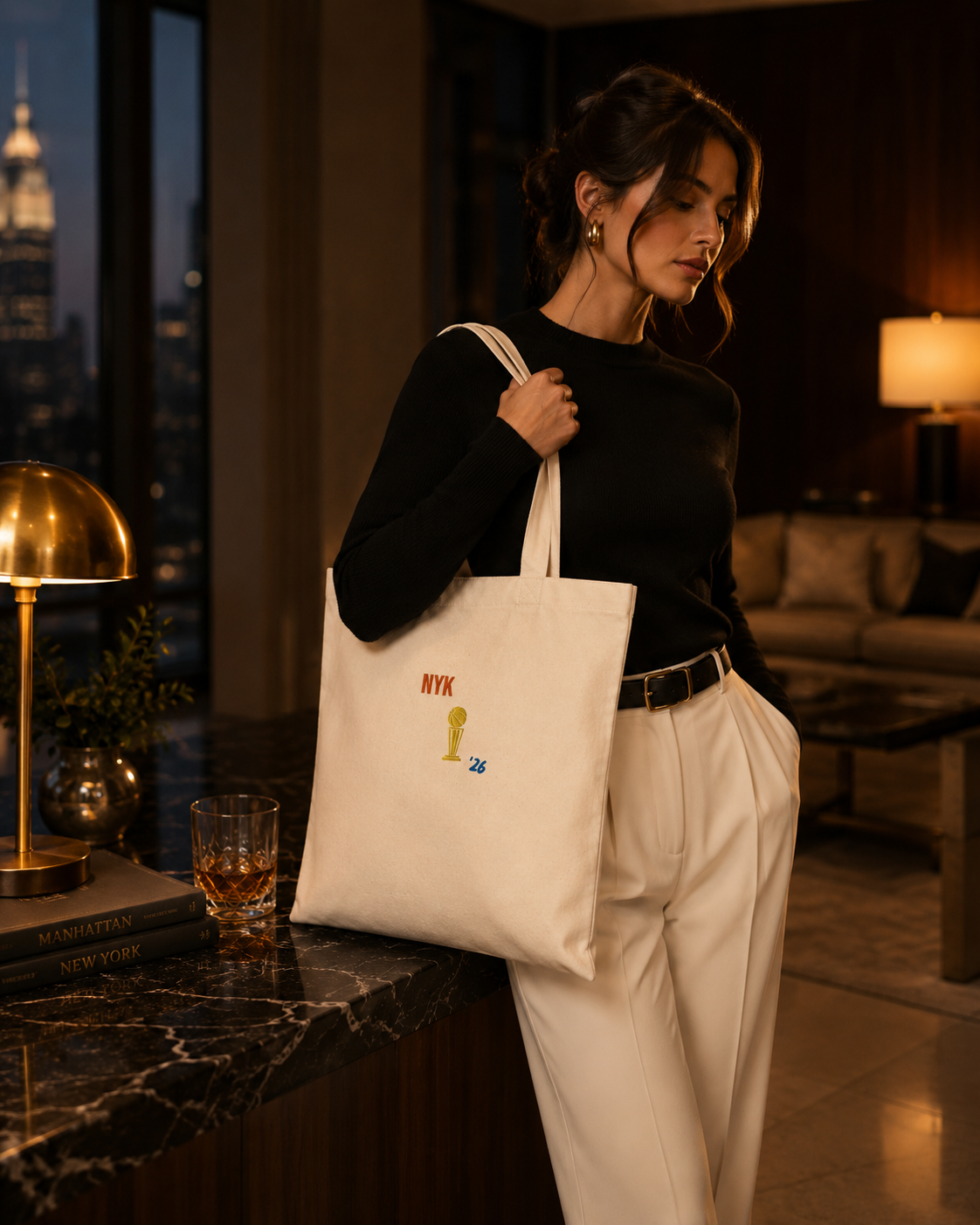 Knicks Embroidered Organic Tote Bag Women 2.png