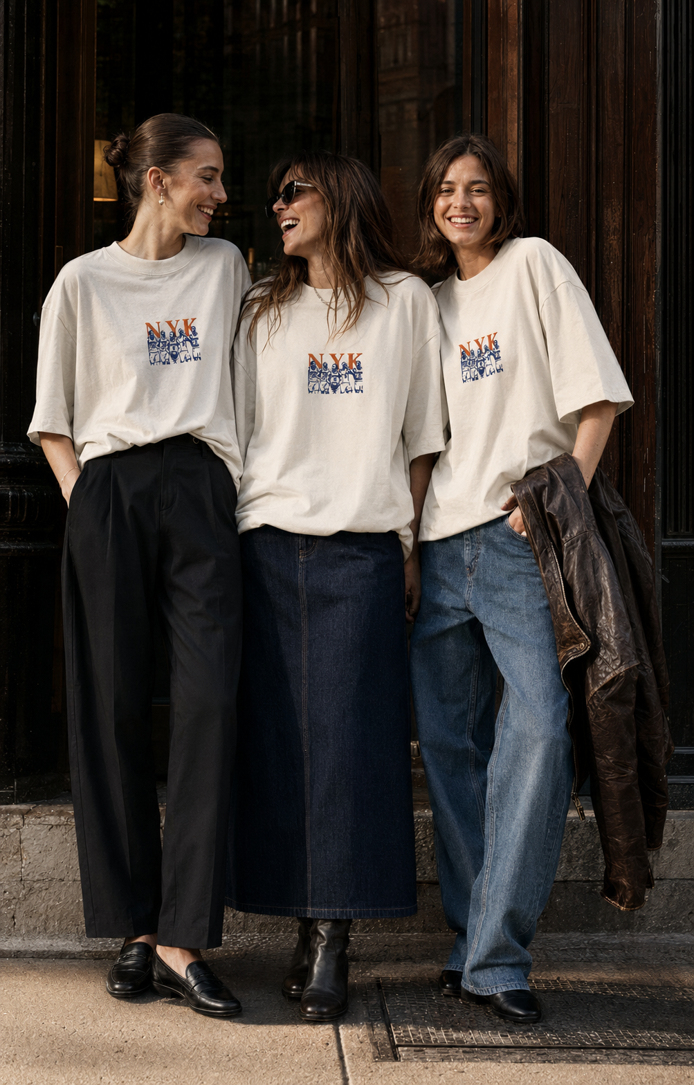 Knicks Starting Five Embroidered Oversized T-Shirt Female Group.png