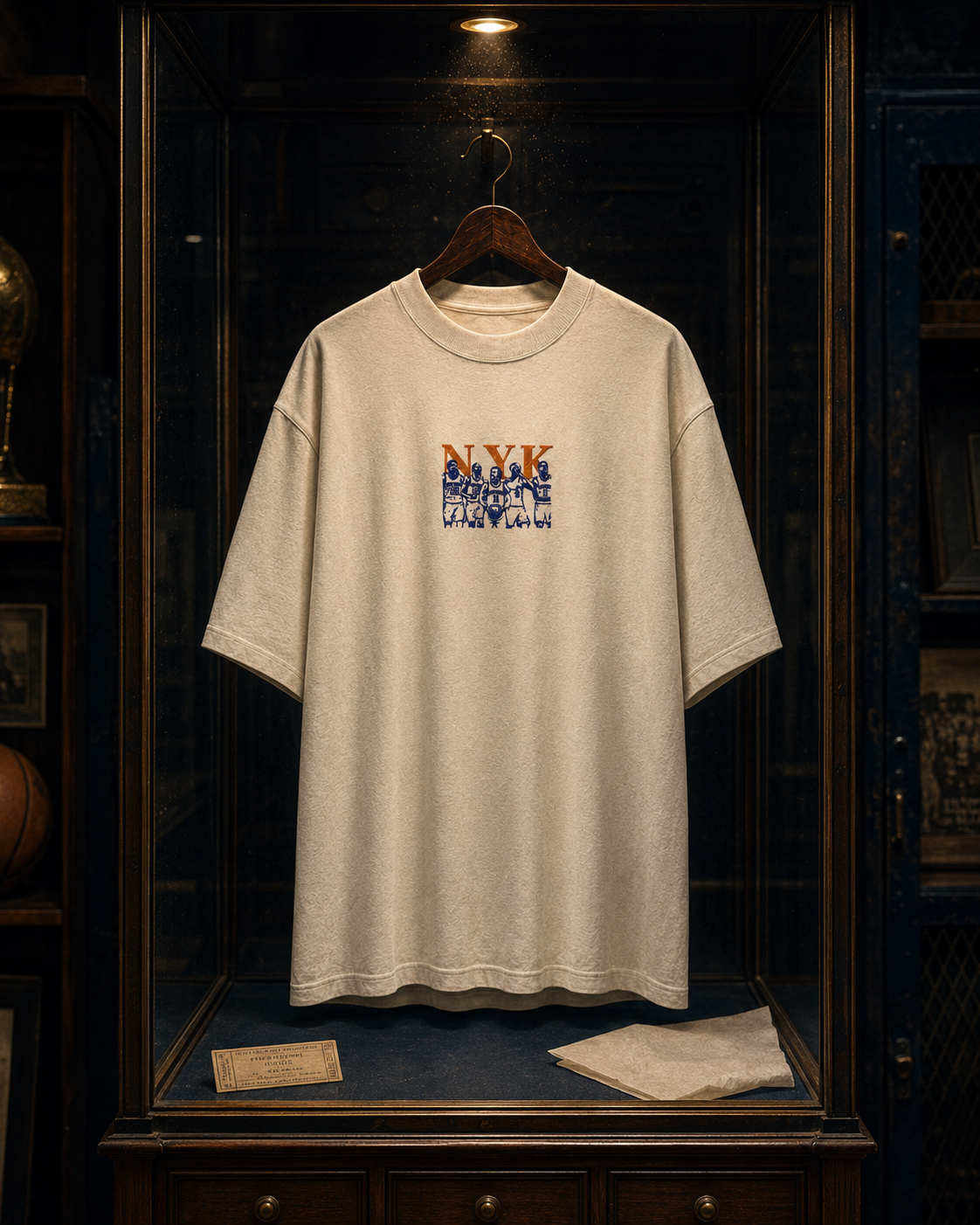 Knicks Historic Starting Five Embroidered Oversized Faded T-Shirt