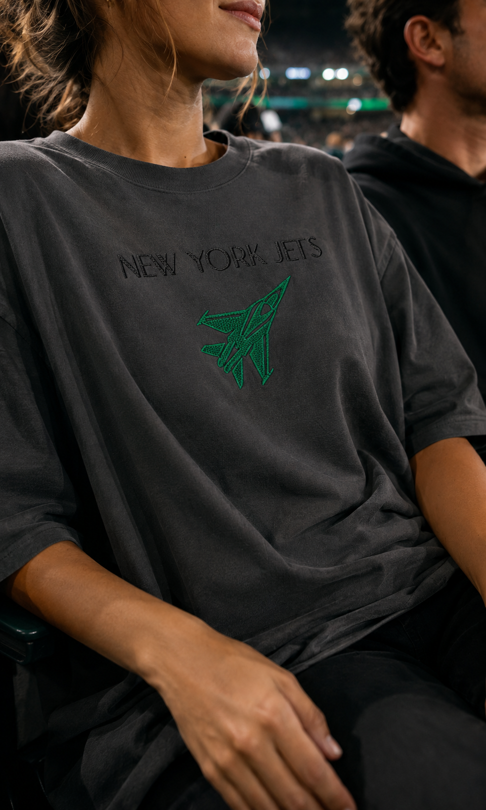 New York Jets Oversized Embroidered T-Shirt Game Sitting Down.png