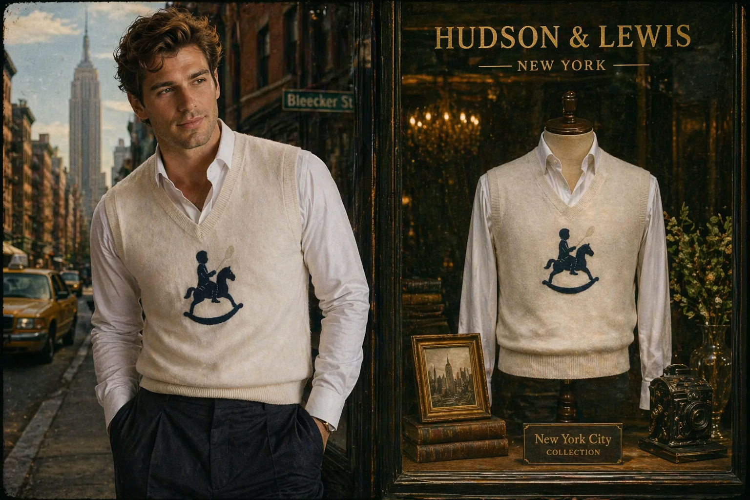 White Knit V-neck vest