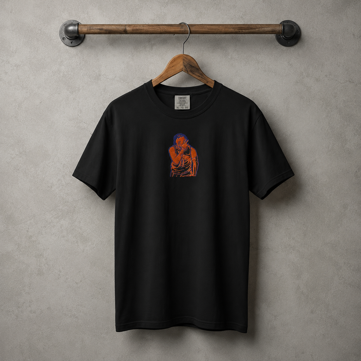 Brunson Embroidered T-Shirt Ghost Mockup Black .png
