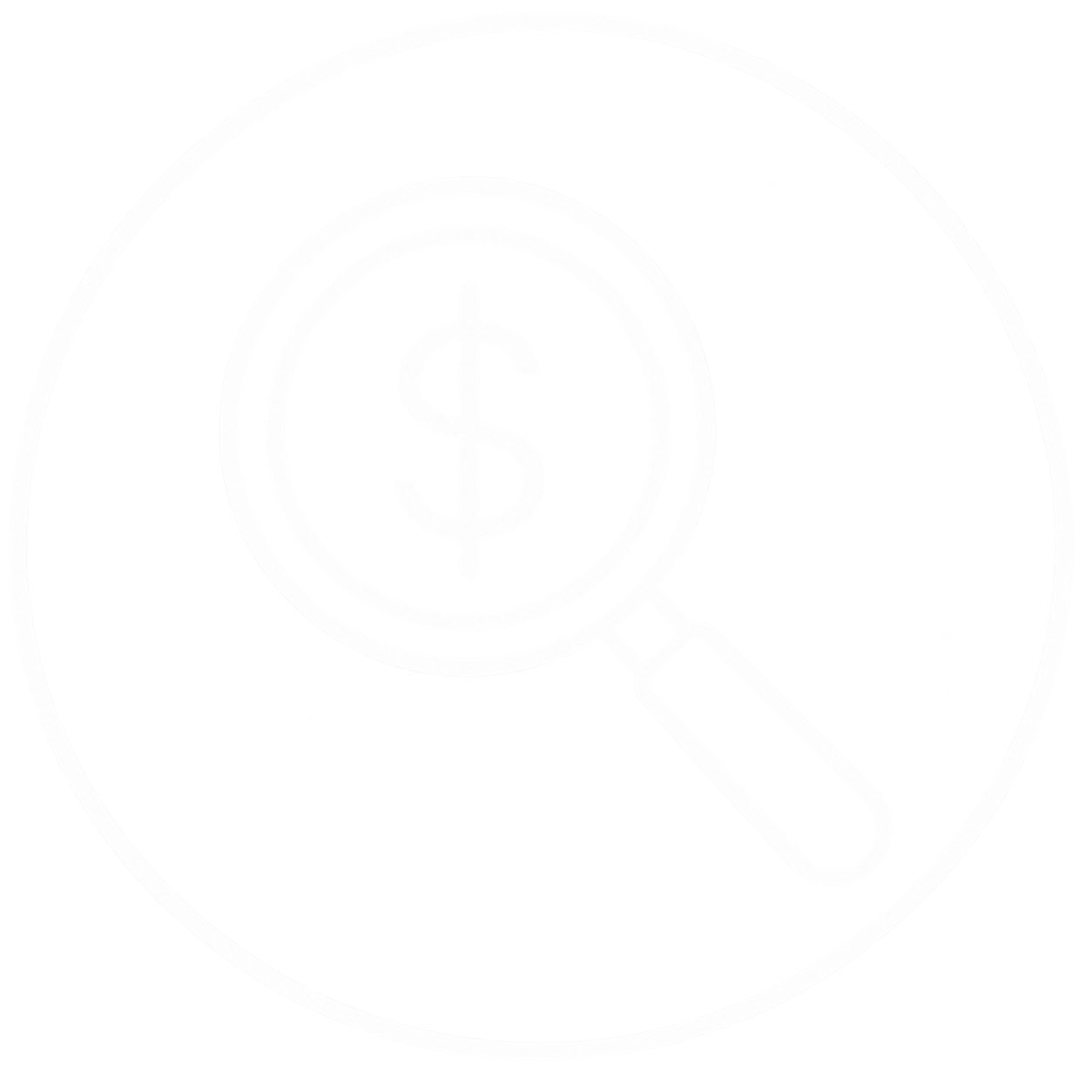 An aerial view of a coin with a dollar sign inside a bullseye target symbol, surrounded by a landscape of trees and the sky.