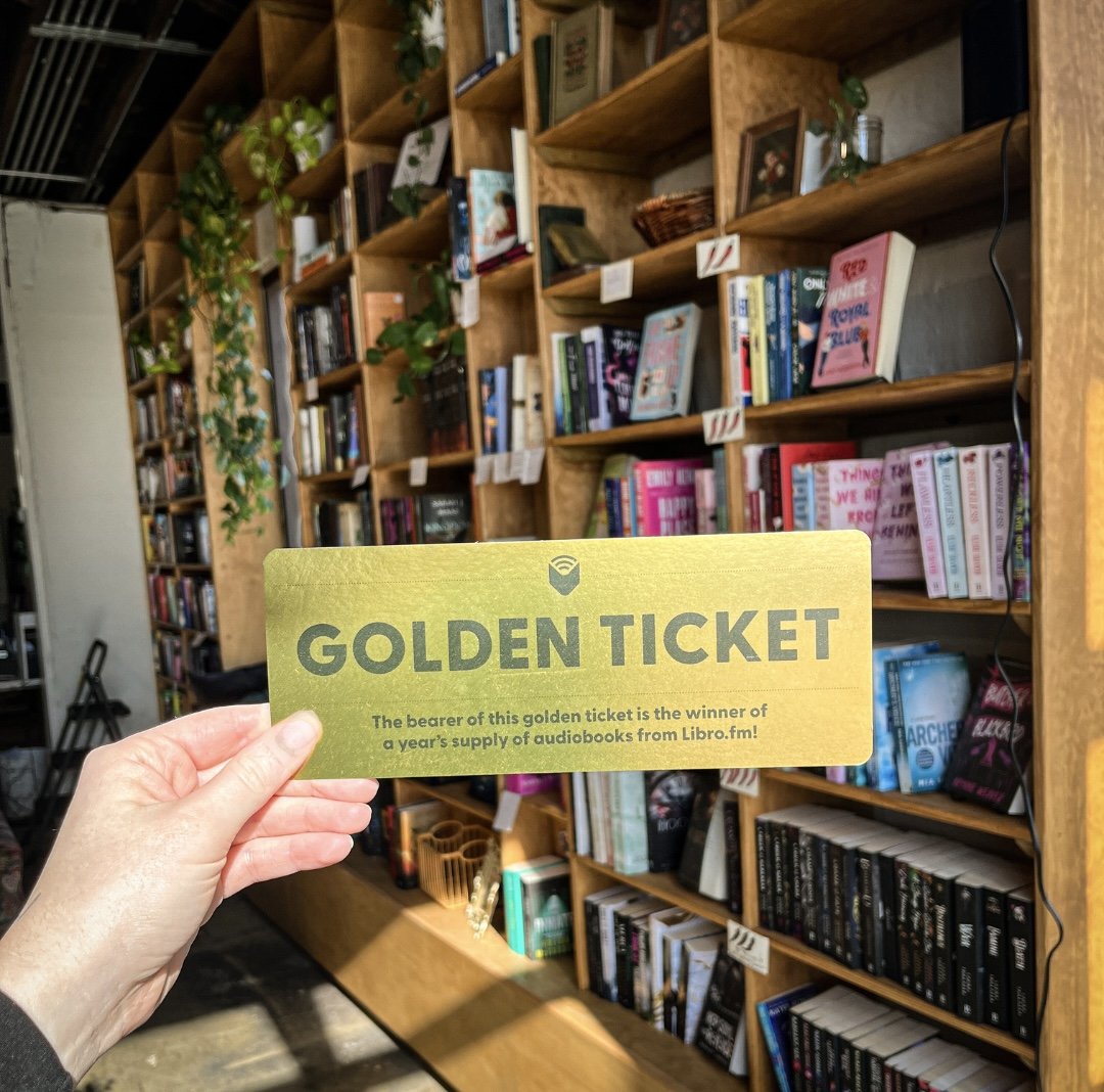 A whole year of FREE audiobooks anyone??🎧📚

Keep an eye out for this golden ticket. We will be hiding it on Saturday, April 27th (independent bookstore day). One lucky seeker will be rewarded with a whole year of free audiobooks from Libro.fm!!🤩

