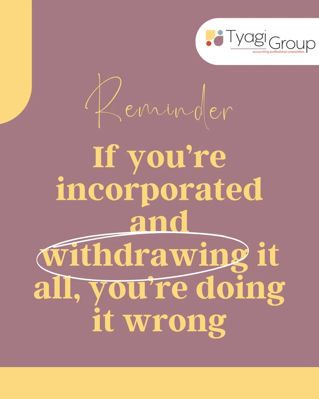 If you&rsquo;re incorporated and withdrawing everything you earn each year, you might be missing one of the biggest advantages 👇⁠
⁠
Incorporation isn&rsquo;t just about earning income through a corporation &mdash; it&rsquo;s about controlling when a