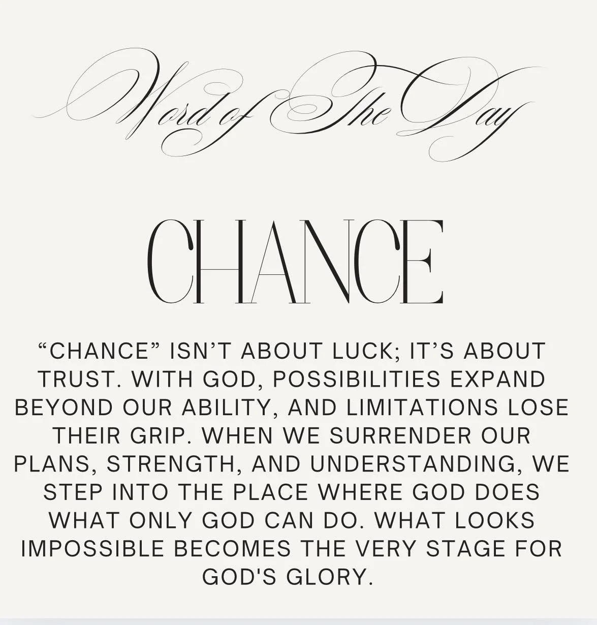 The Word of the Day is Chance