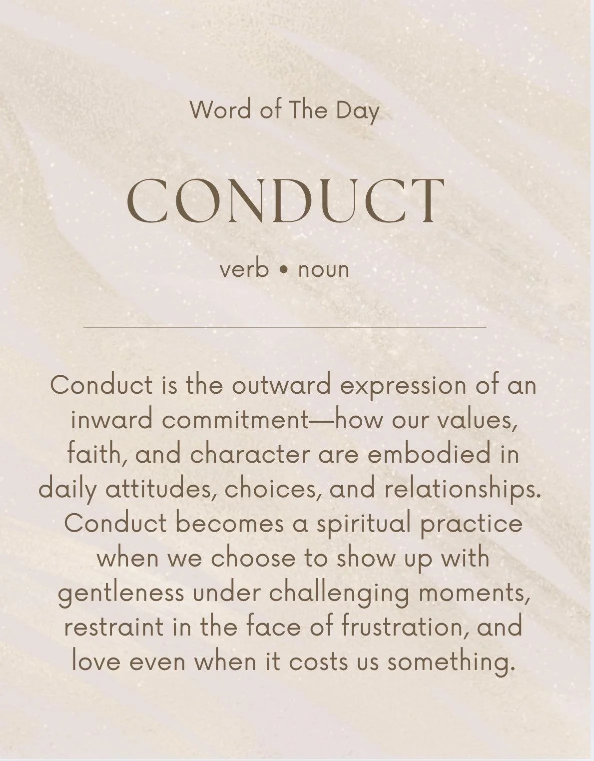 The Word of the Day is Conduct