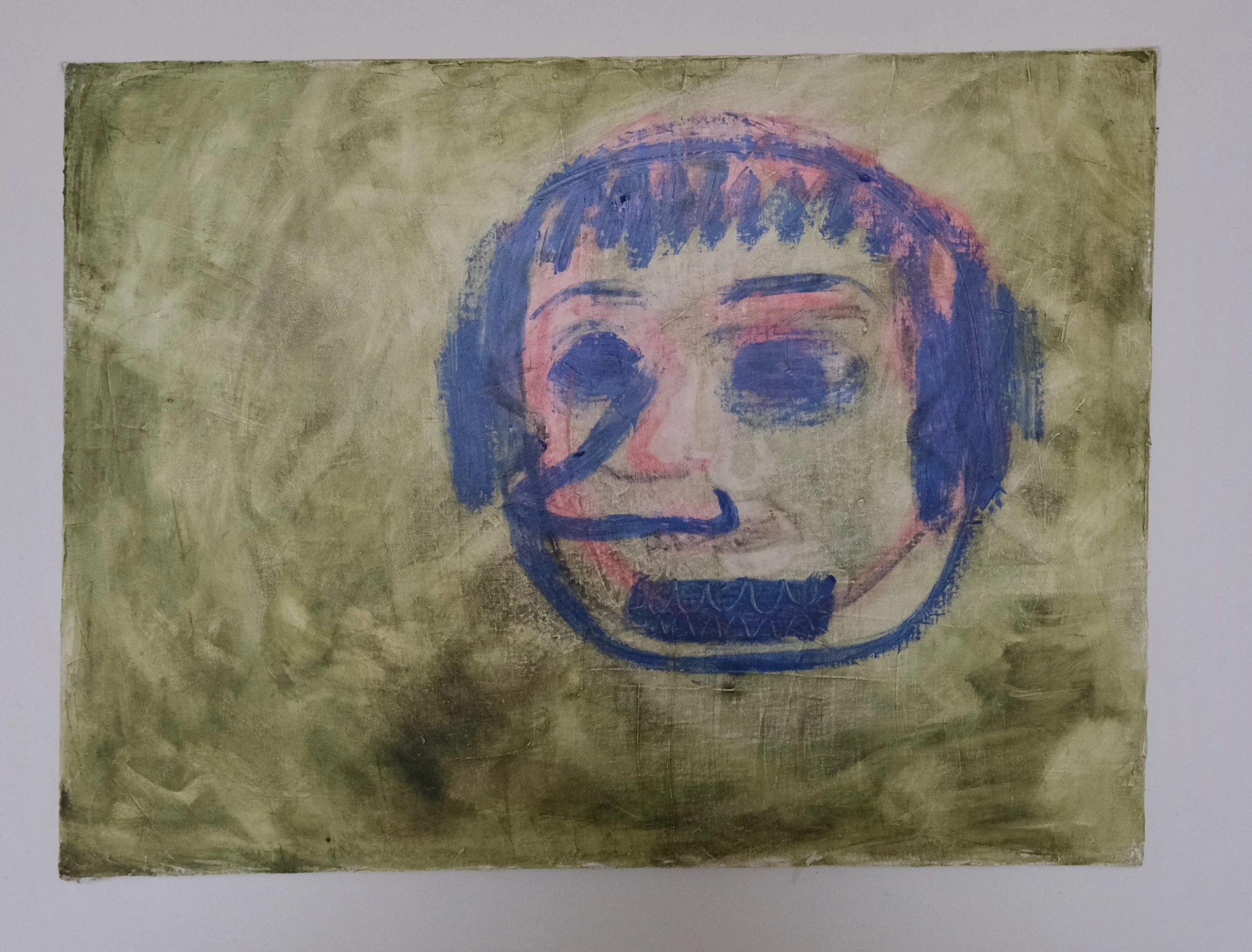 face :000, oil and oil stick on canvas, 12 x 18" 2025