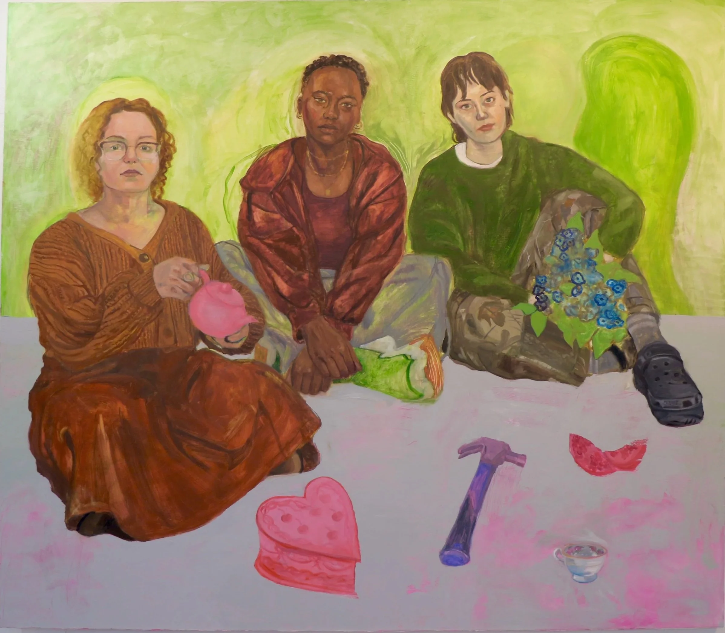 Tea Party, oil on canvas, 7ft x 8ft, 2025